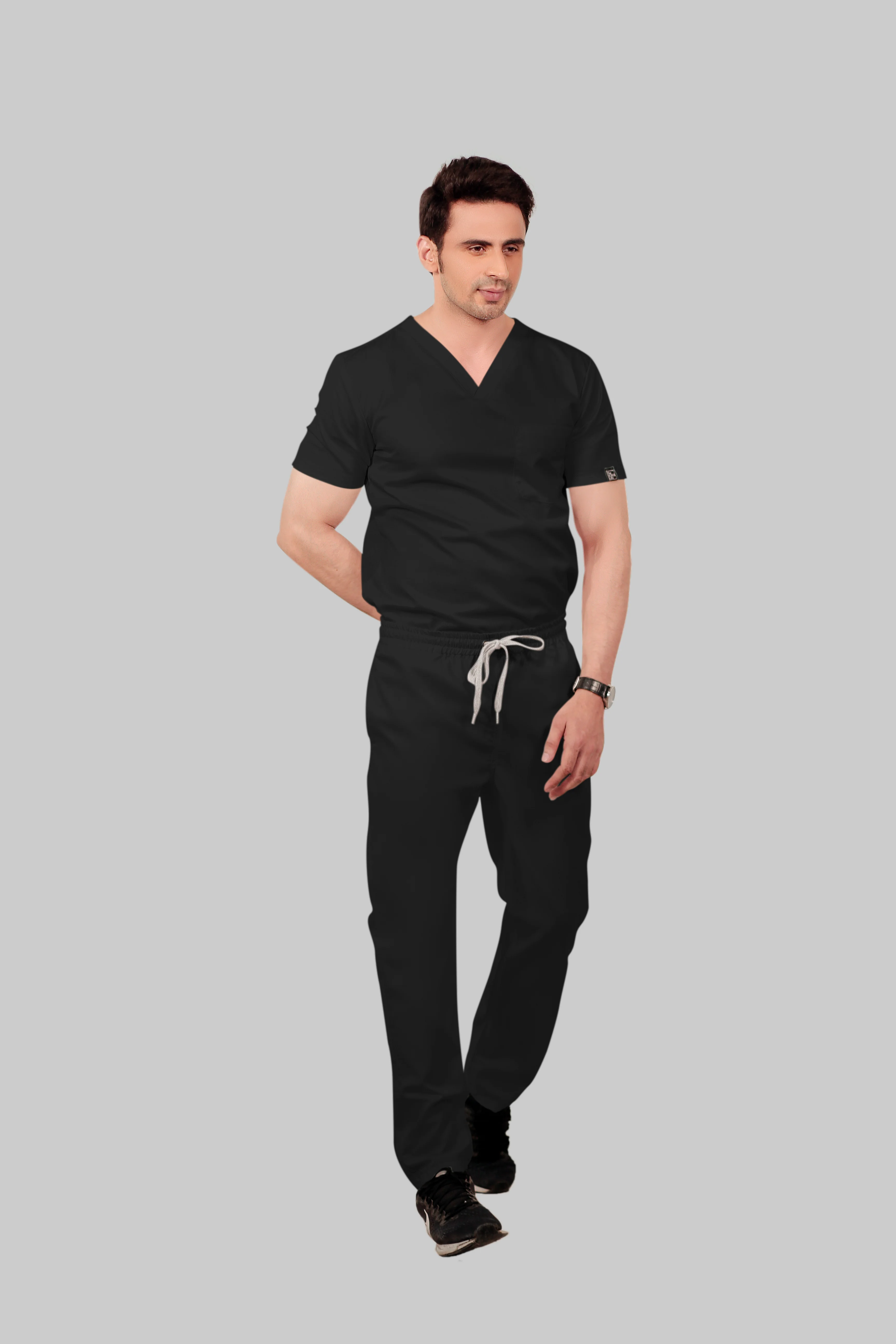Stretchable (2Way) Men Black Straight Scrub Pant - Image 3