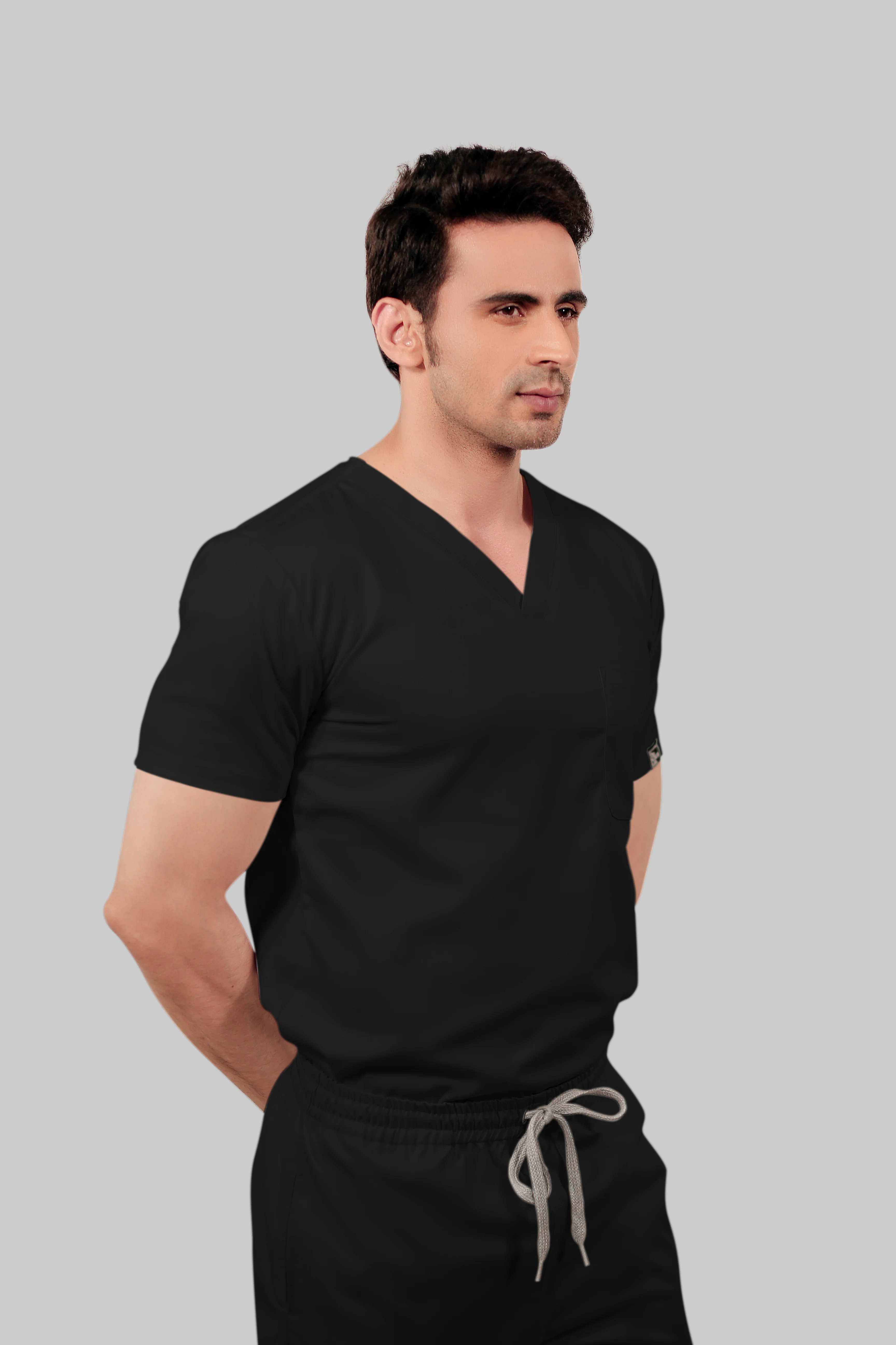 Stretchable (2Way) Men Black Straight Scrub Pant - Image 4