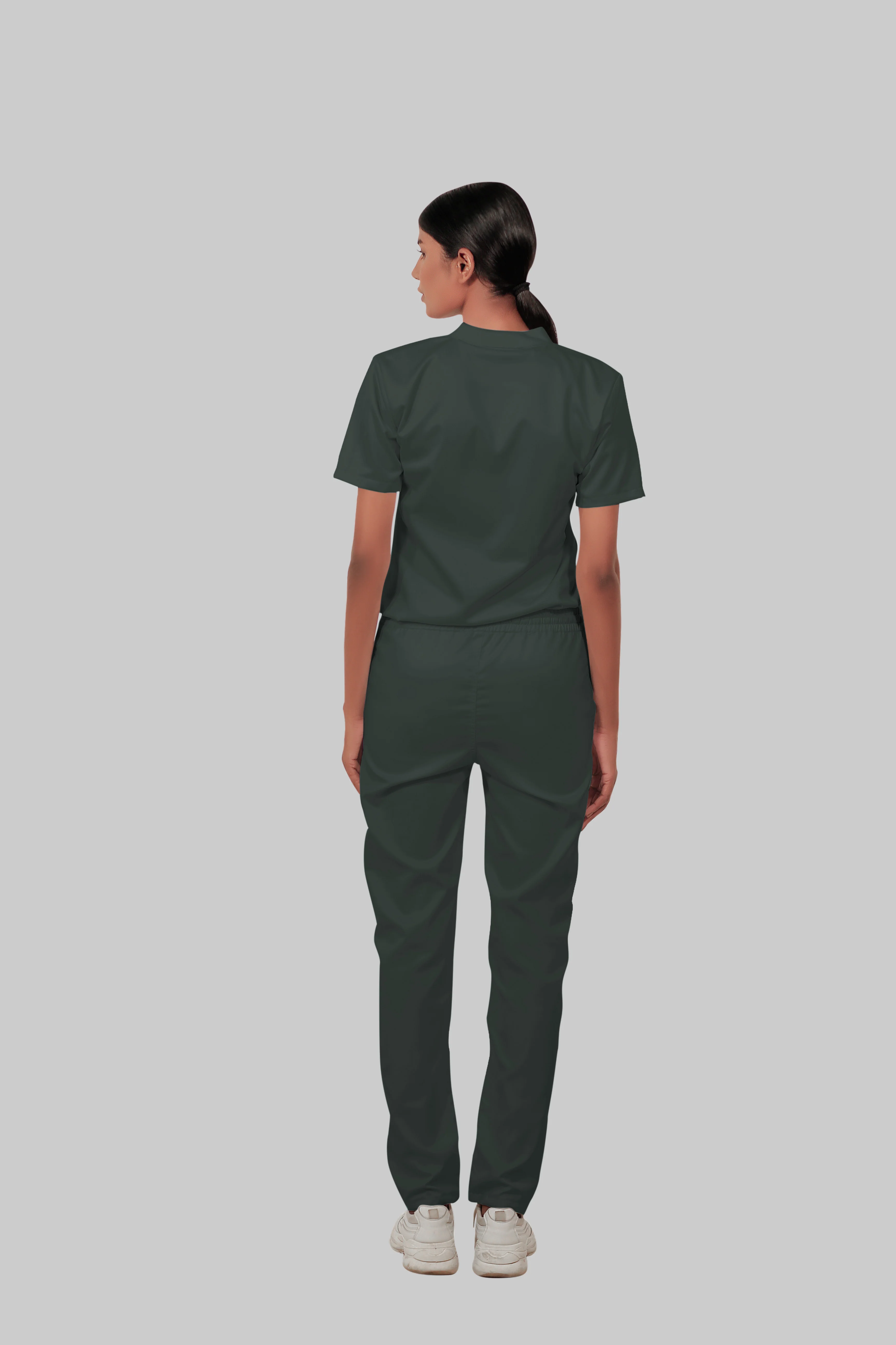 Stretchable (2Way) Women Bottle Green Straight Scrub Pant - Image 5