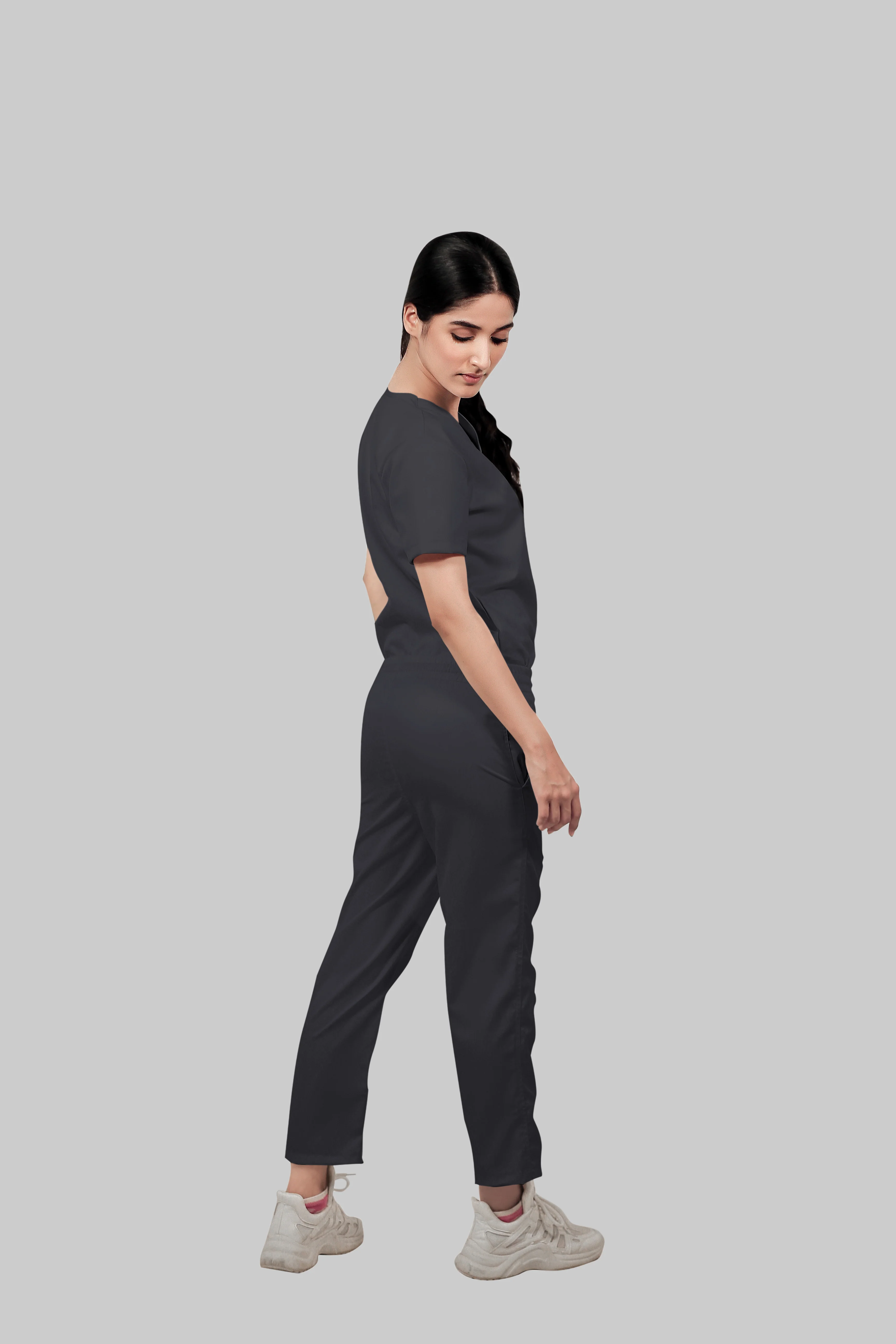 Stretchable (2way) Women Dark Gray Straight Scrub Pant - Image 2