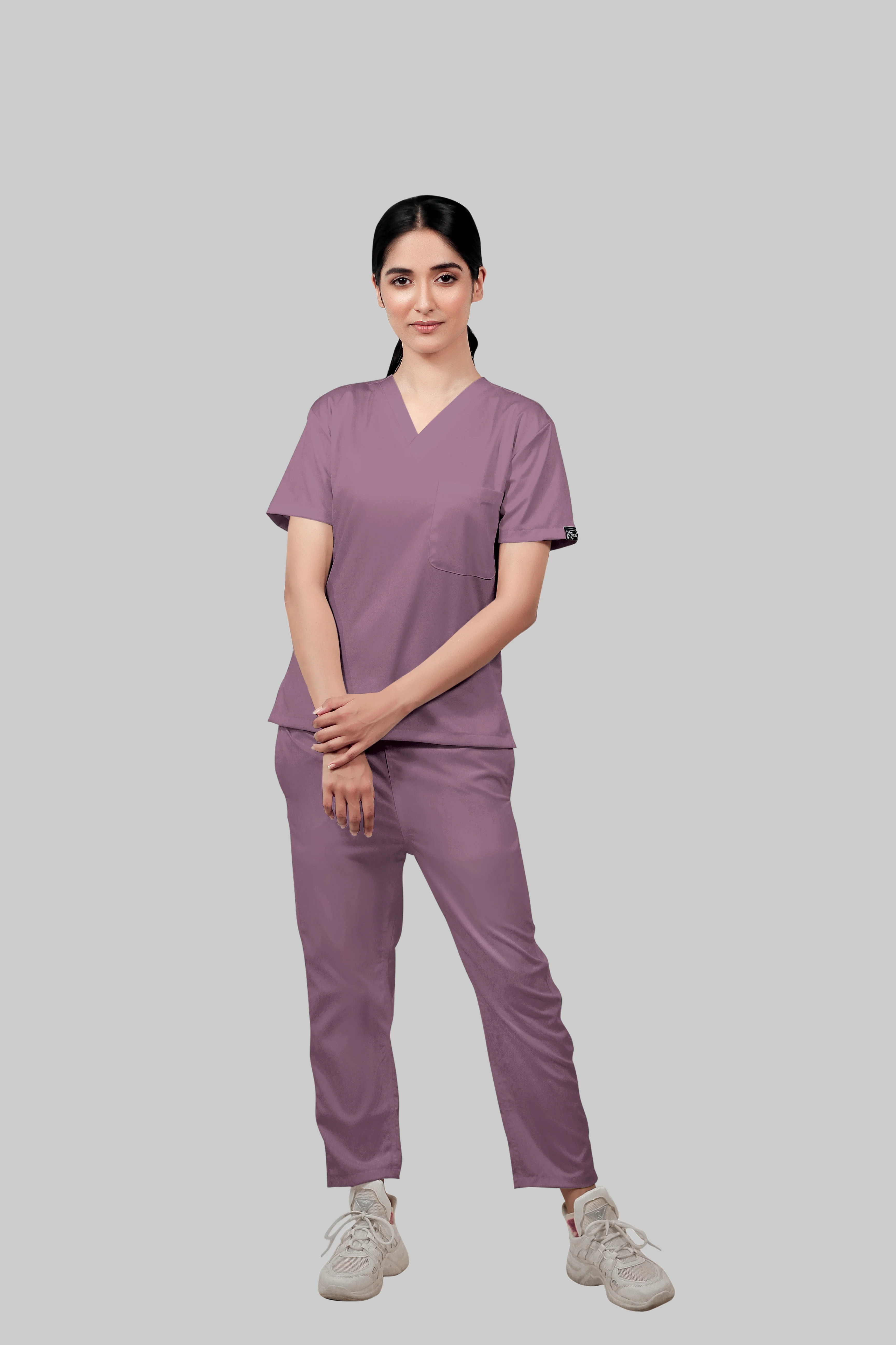 Stretchable (2Way) Women Lilac Straight Scrub Pant - Image 4