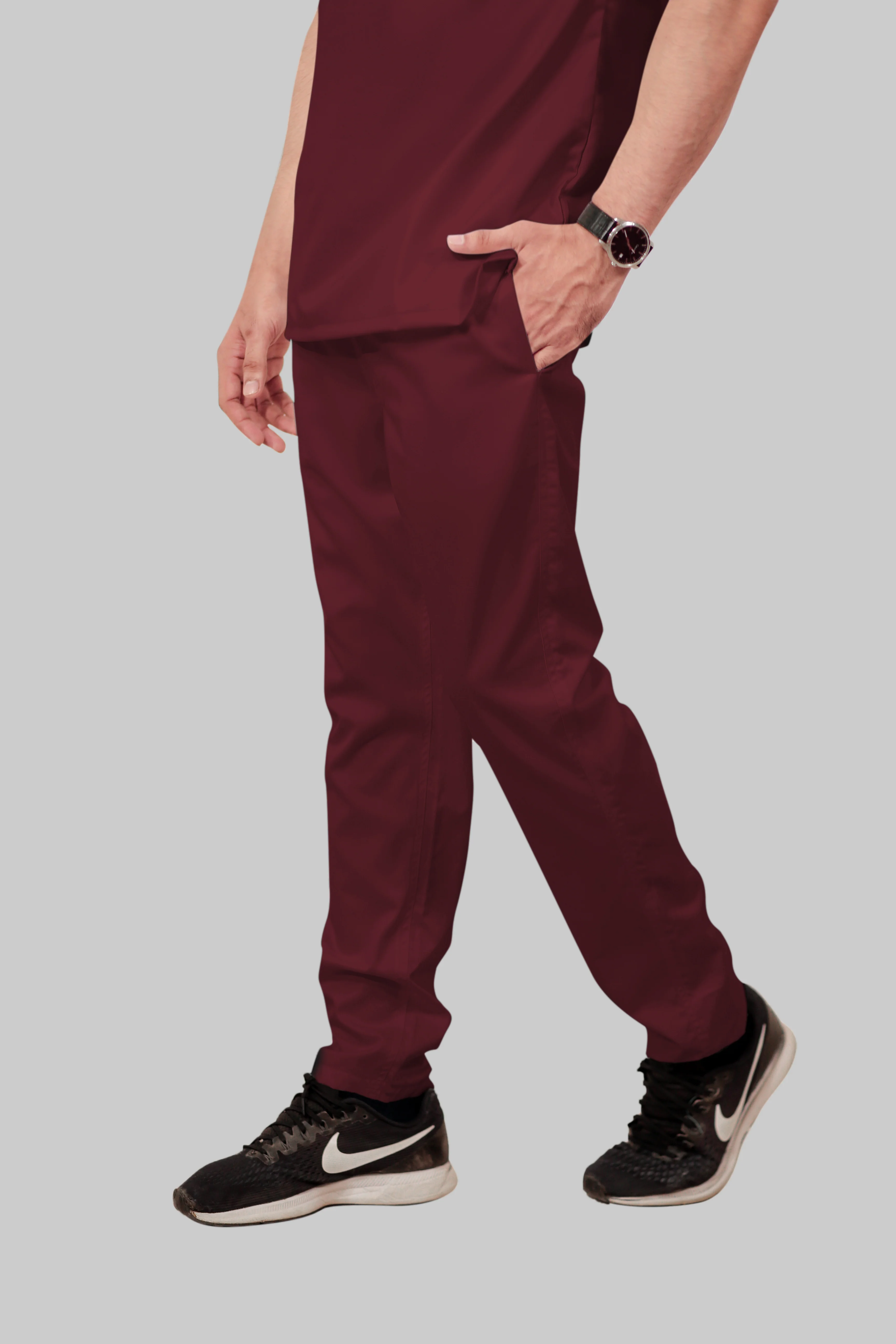 Stretchable (2Way) Men Maroon Straight Scrub Pant - Image 2