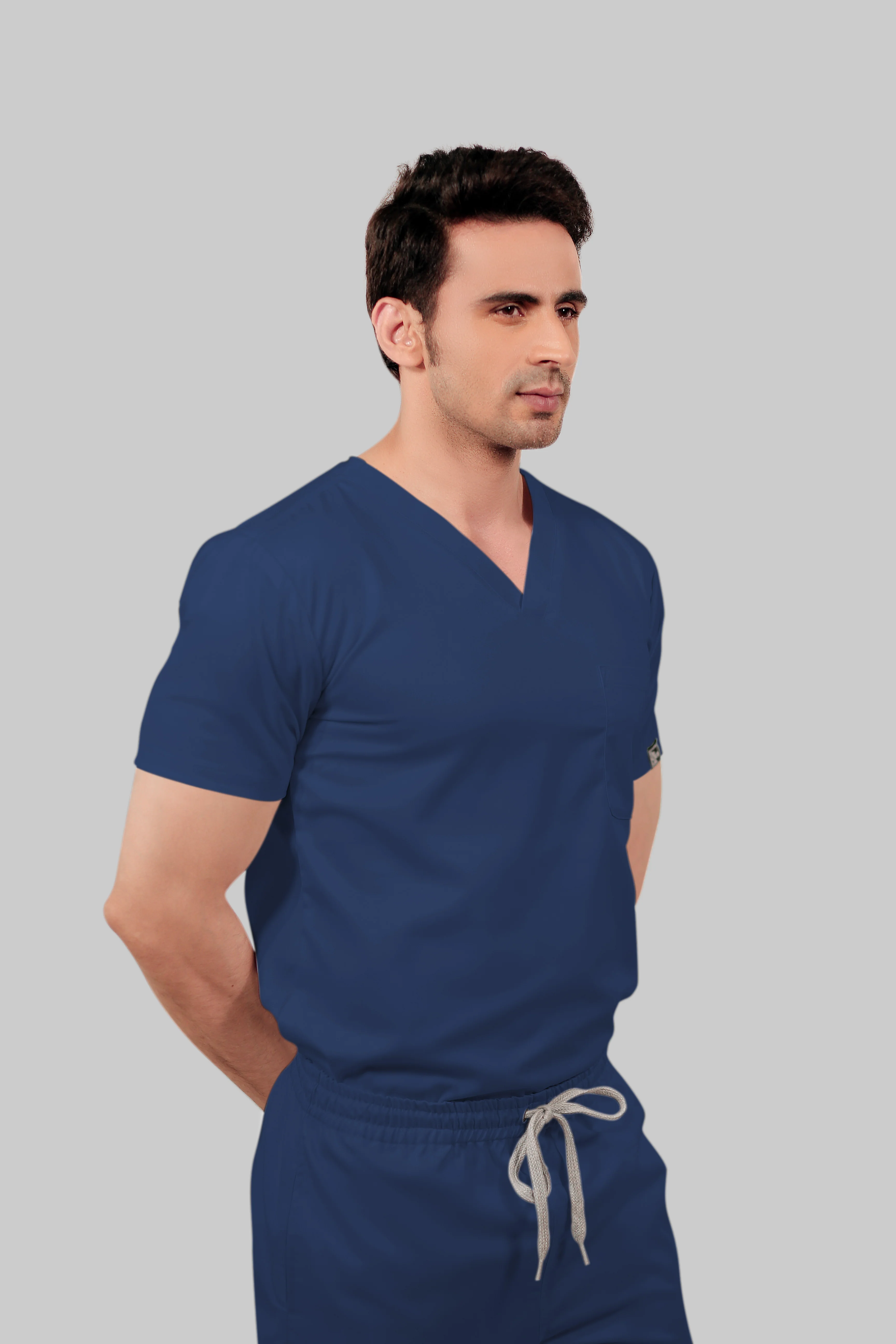 Stretchable (2Way) Men Navy Blue Straight Scrub Pant - Image 4