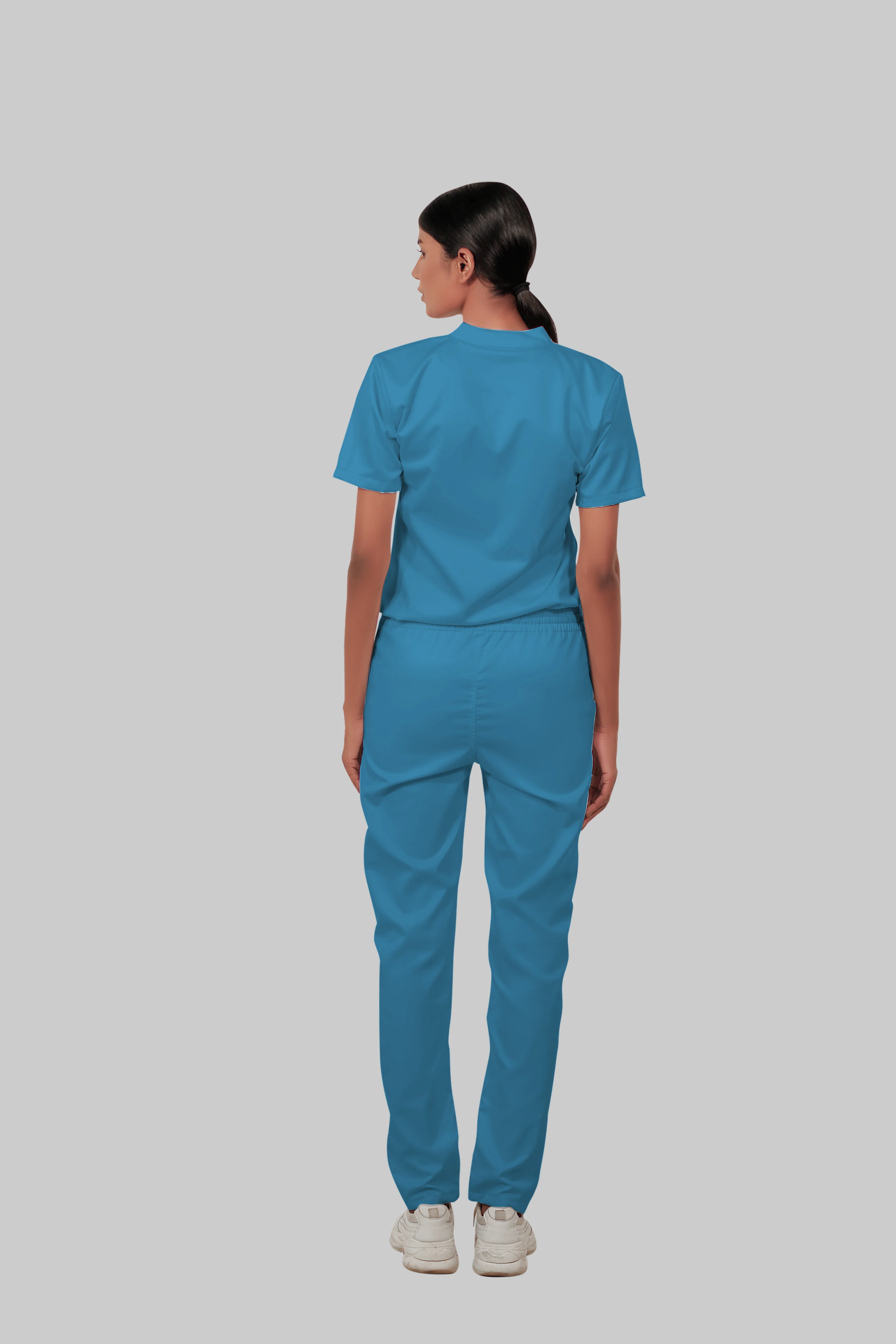 Stretchable (2Way) Women Peacock Blue Straight Scrub Pant - Image 5