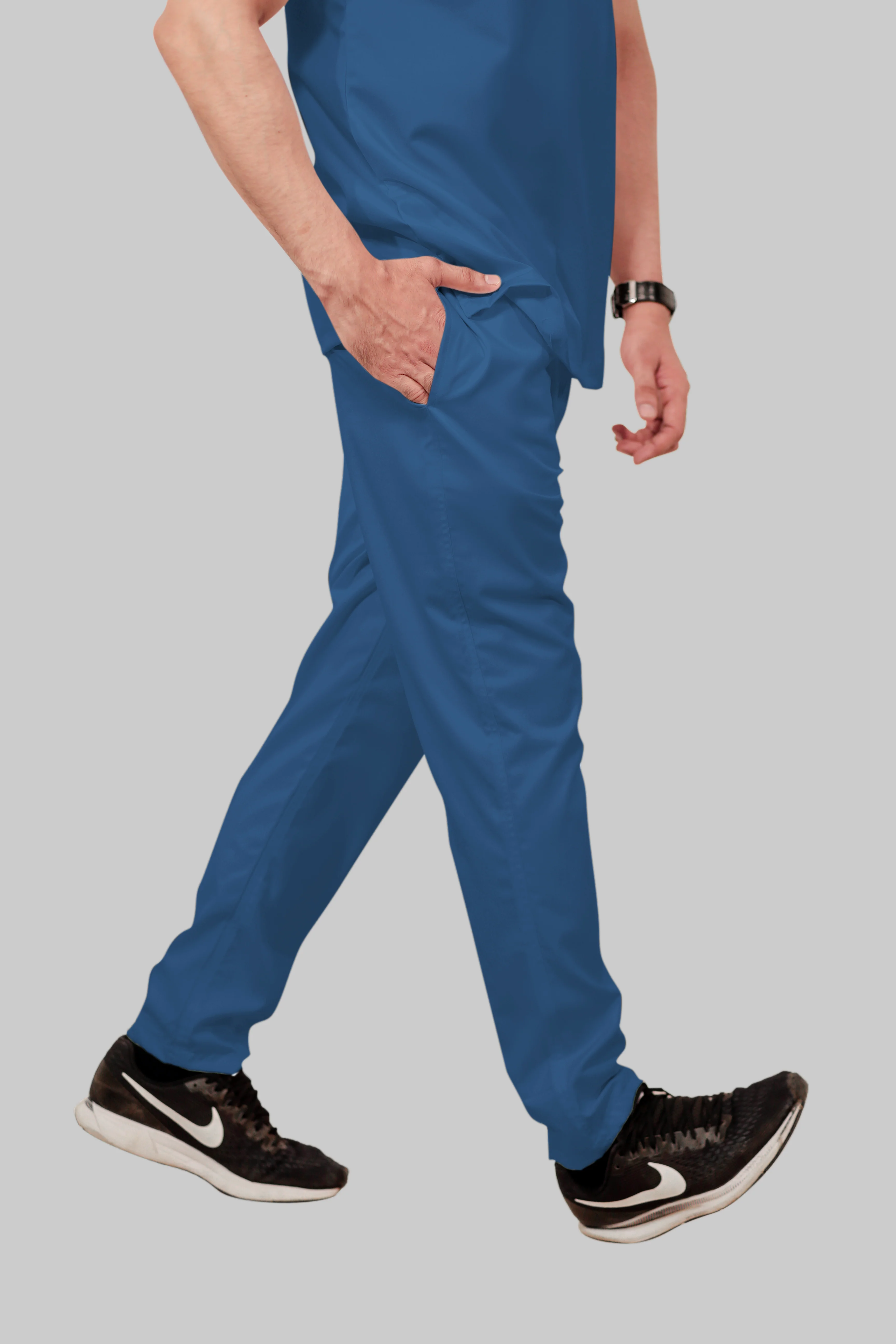 Stretchable (2Way) Men Steel Blue Straight Scrub Pant