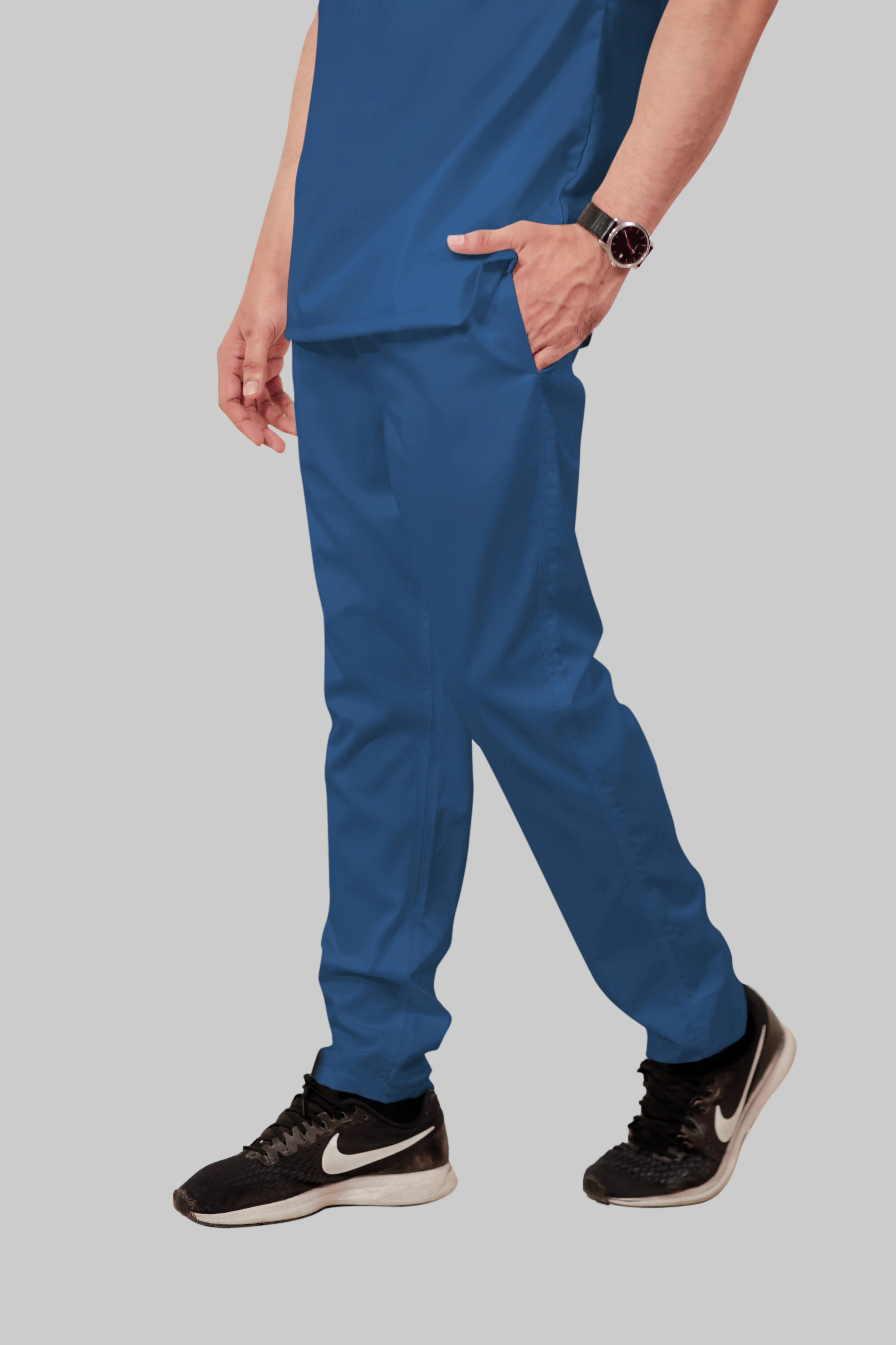 Stretchable (2Way) Men Steel Blue Straight Scrub Pant - Image 2