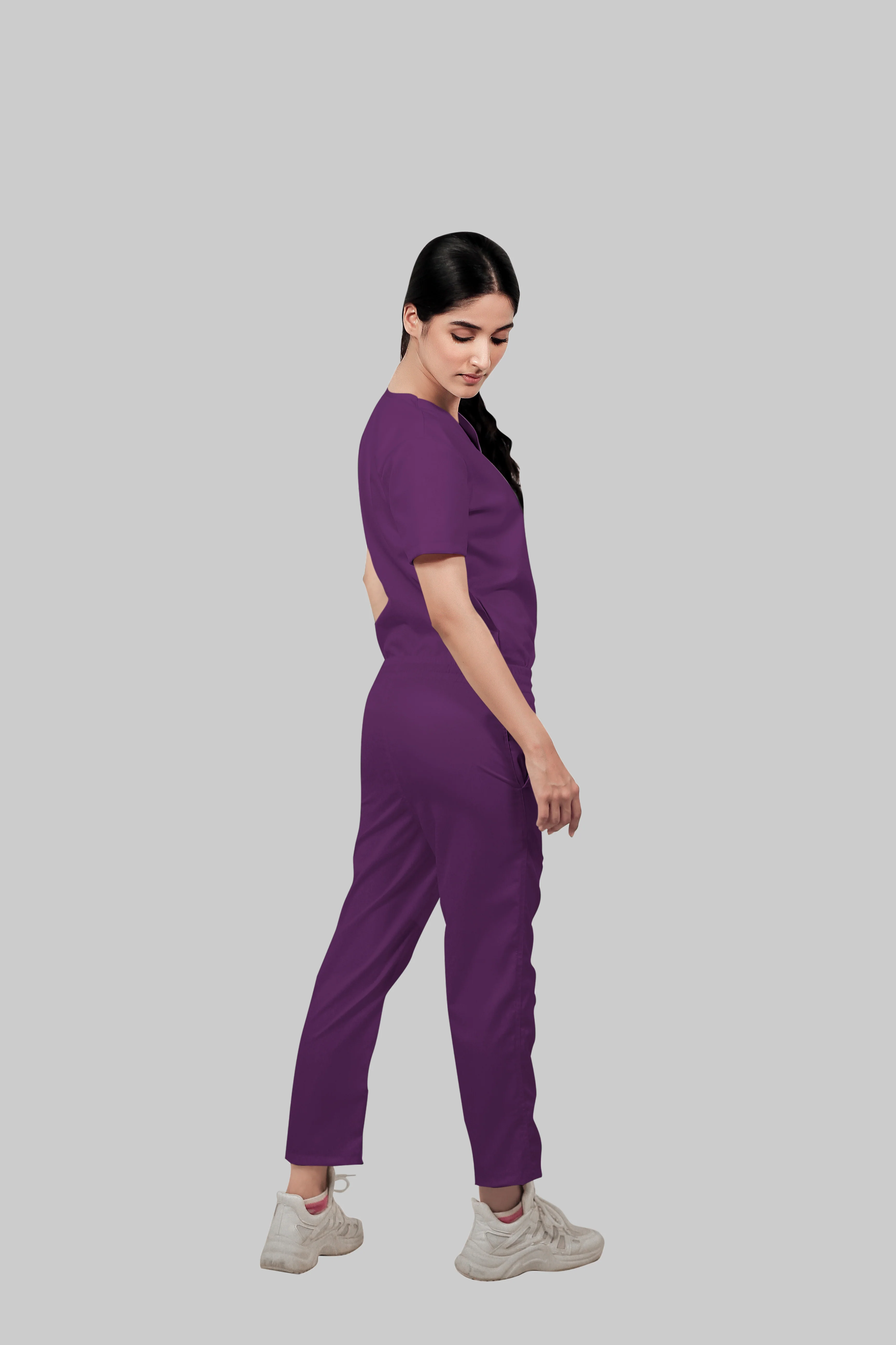 Stretchable (2Way) Women Purple Straight Scrub Pant - Image 2