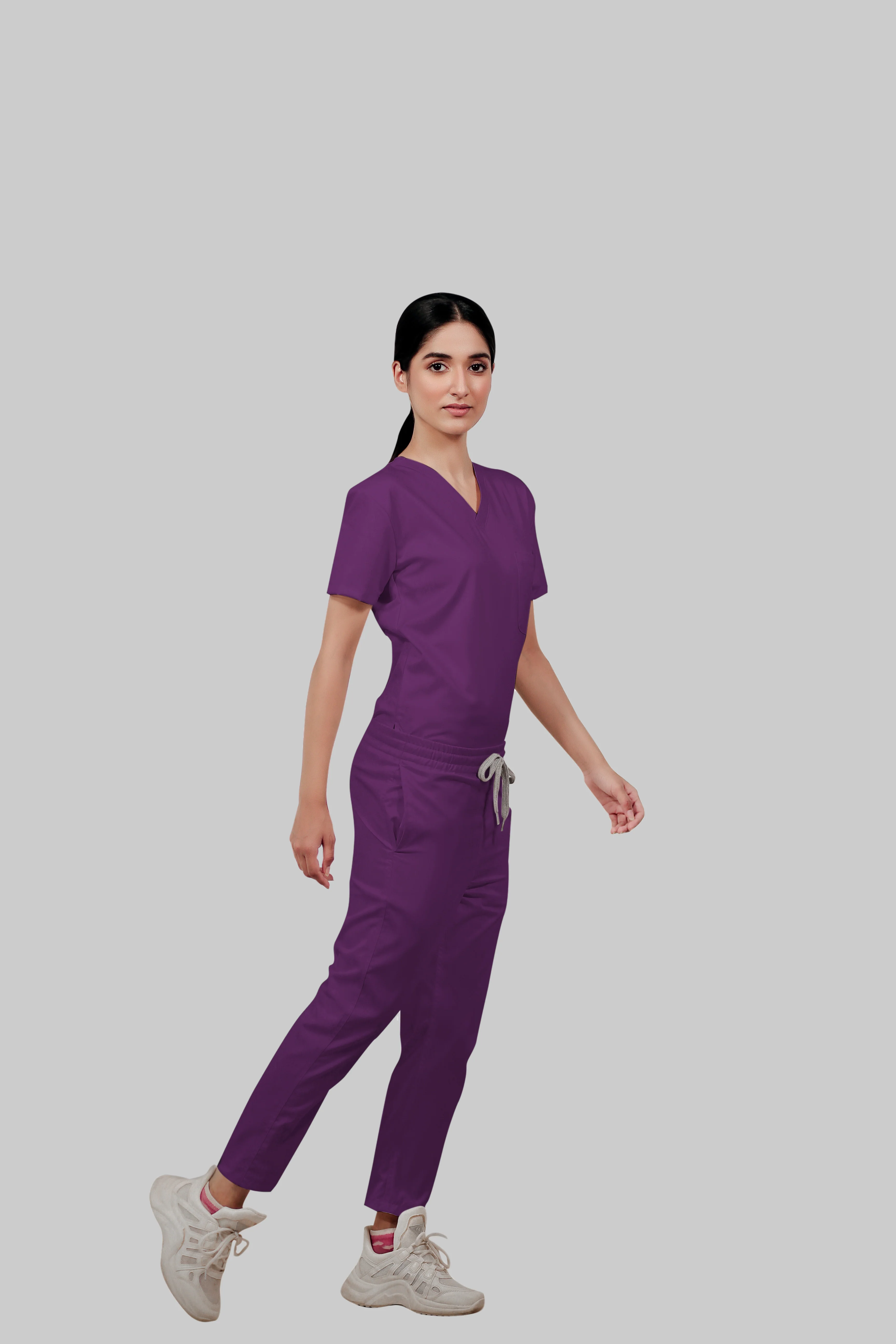 Stretchable (2Way) Women Purple Straight Scrub Pant - Image 3