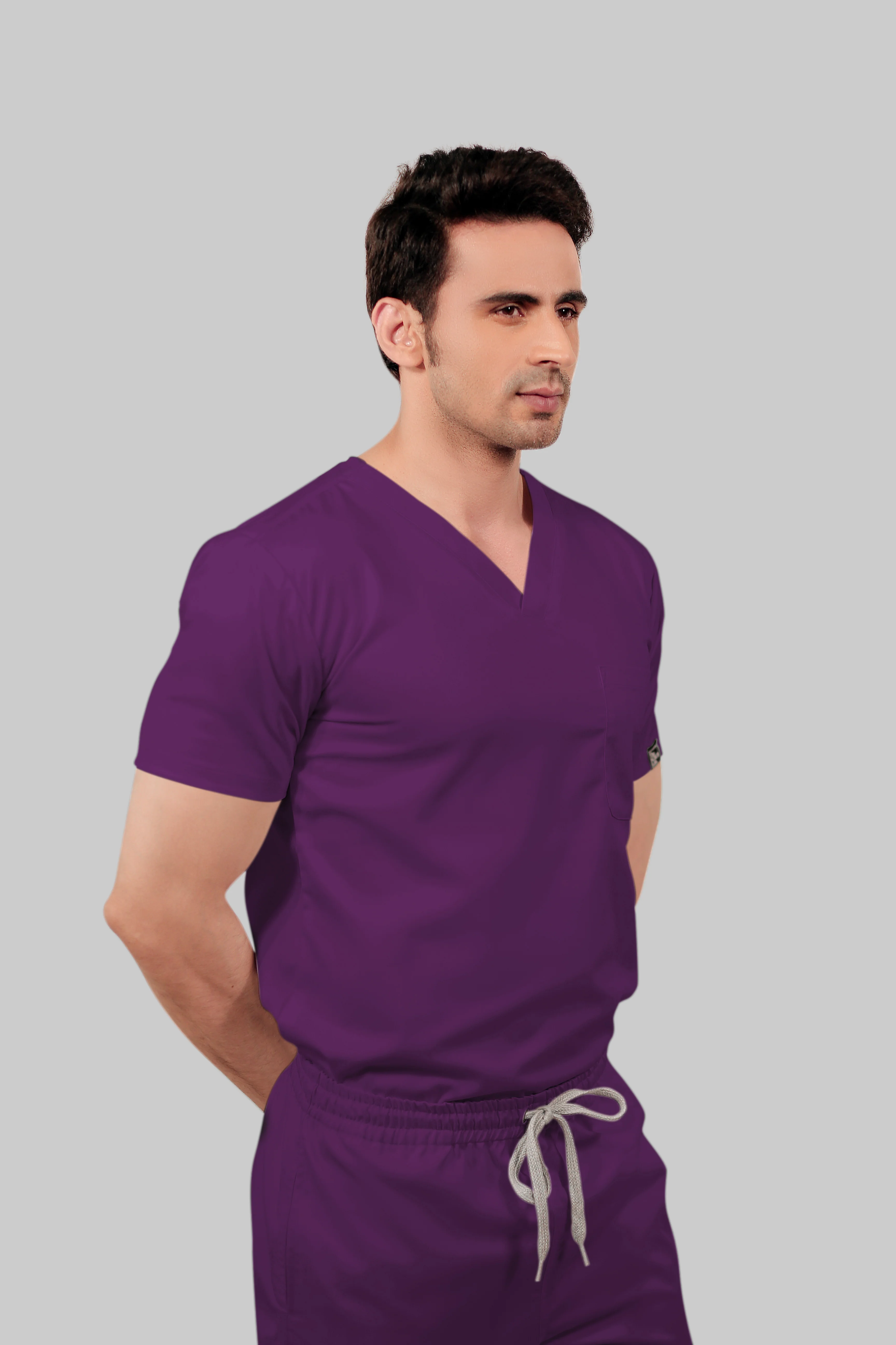 Stretchable (2Way) Men Purple Straight Scrub Pant - Image 4