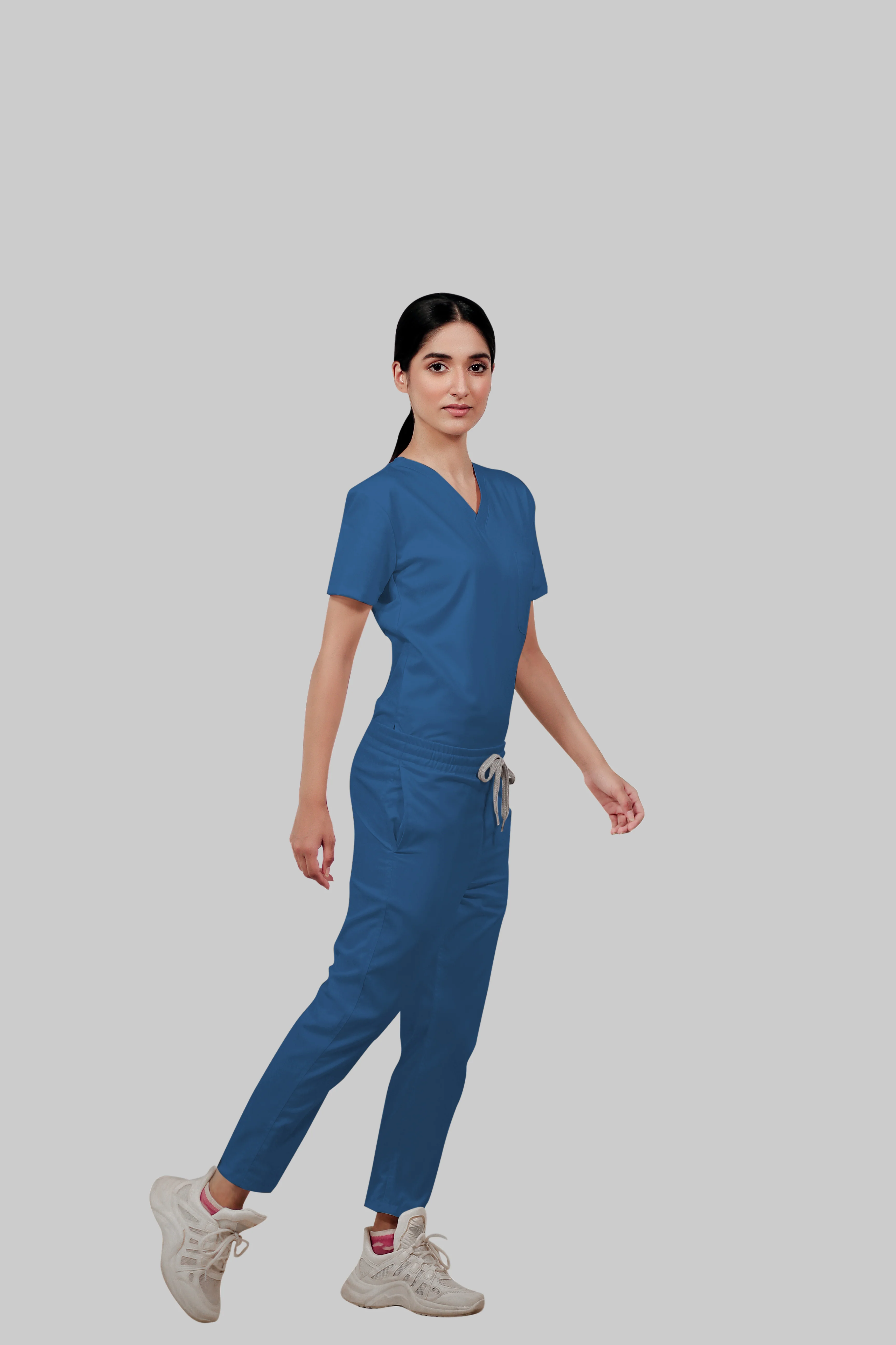 Stretchable (2Way) Women Steel Blue Straight Scrub Pant - Image 3