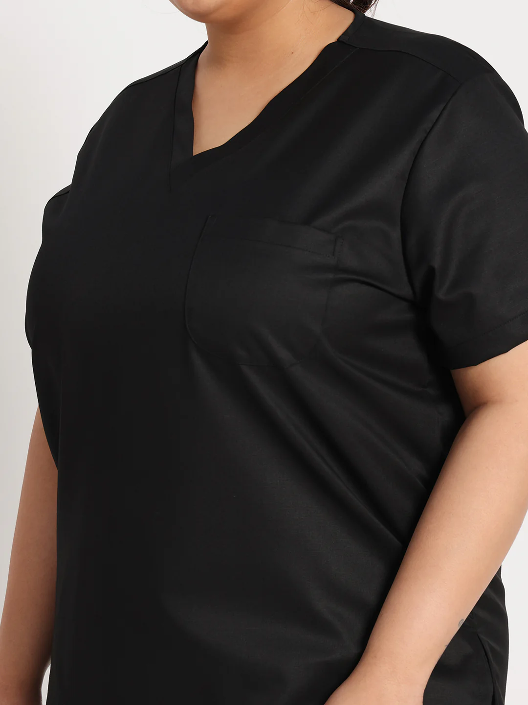 Stretchable (2Way) Women Black V-Neck Scrub Top - Image 2
