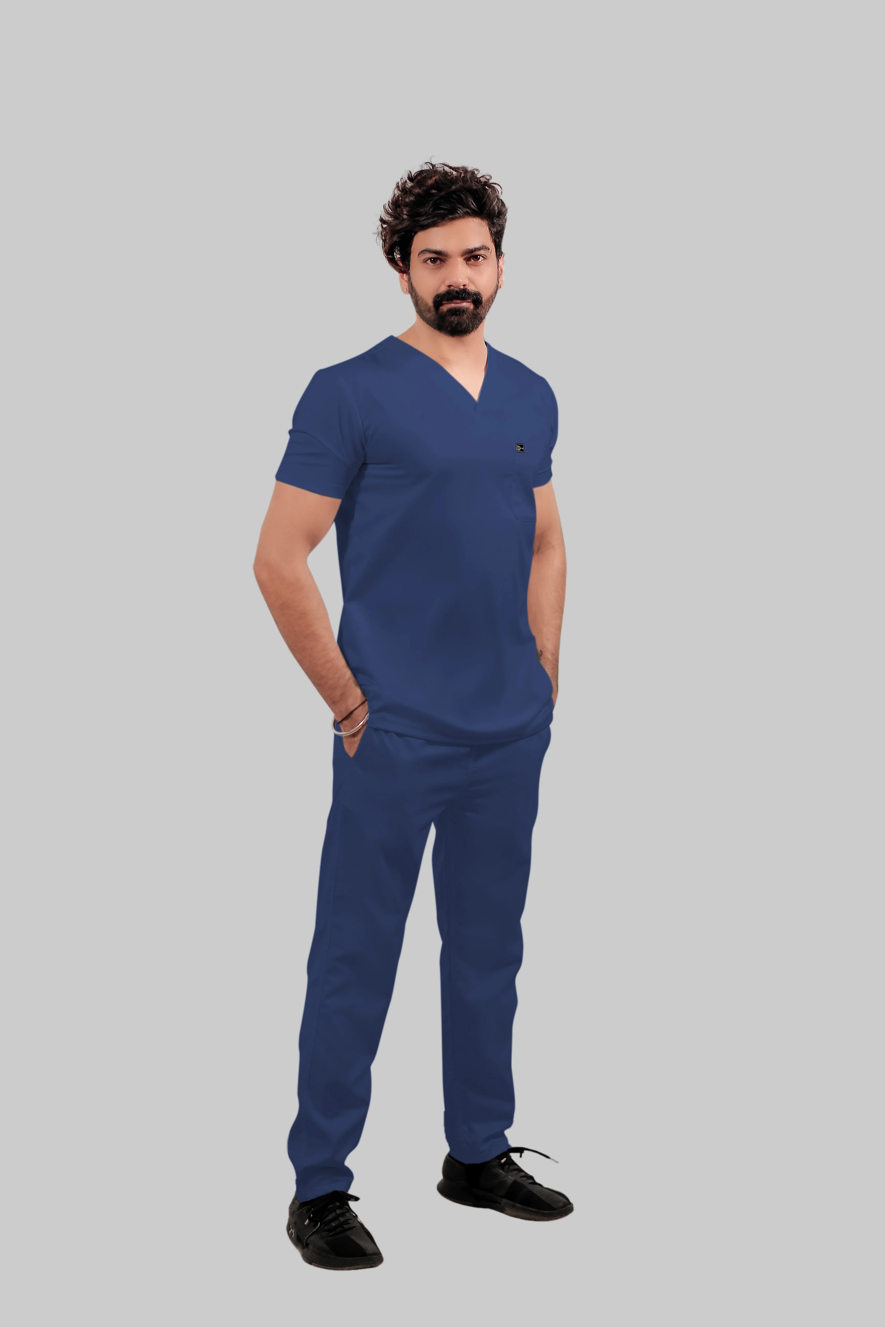 Stretchable (4Way) Men Royal Blue Straight Scrub Pant - Image 3
