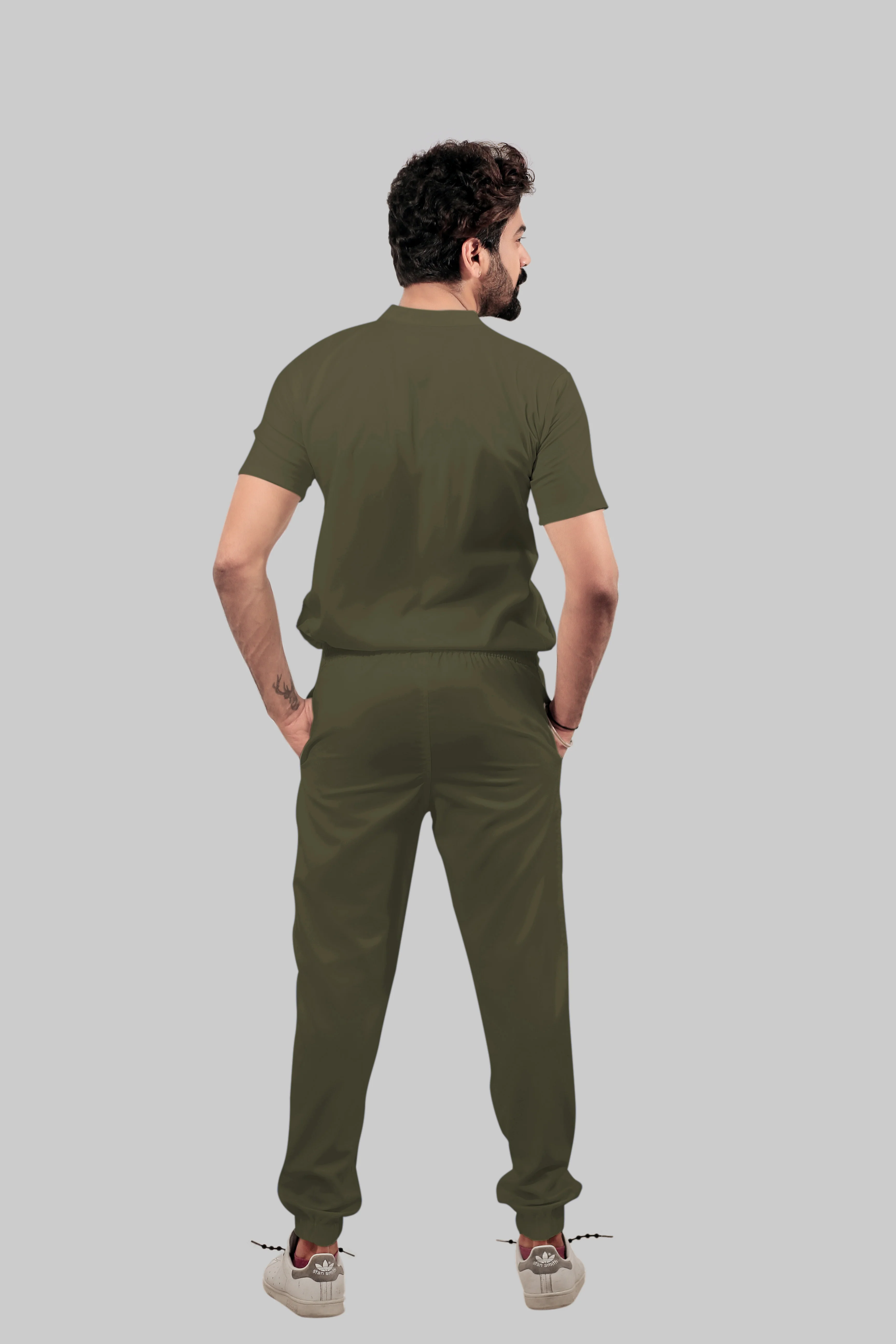 Stretchable (4Way) Men Olive Green Jogger - Image 4