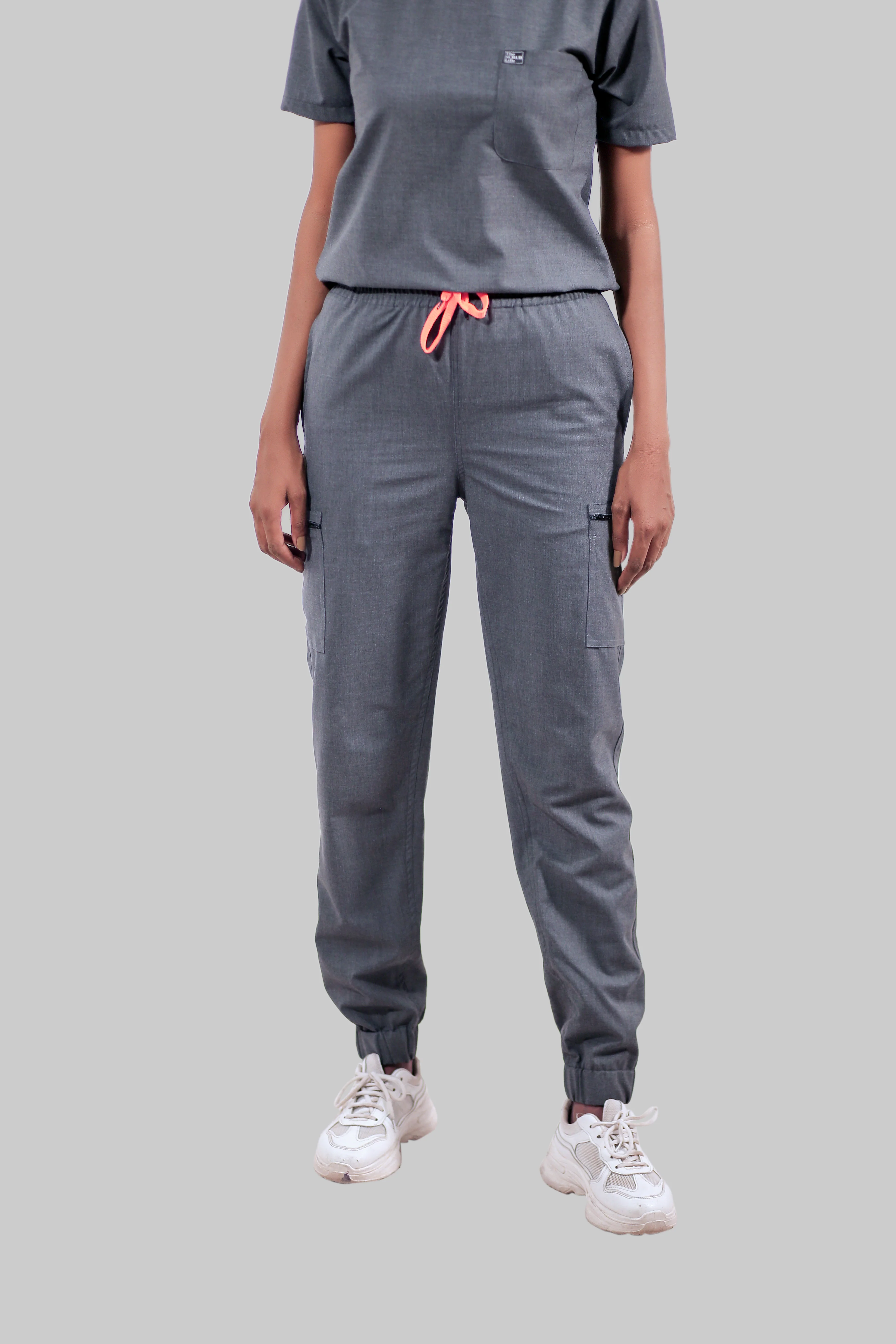 Stretchable (4Way) Women Dark Gray Boat Neck Scrub Top - Image 8