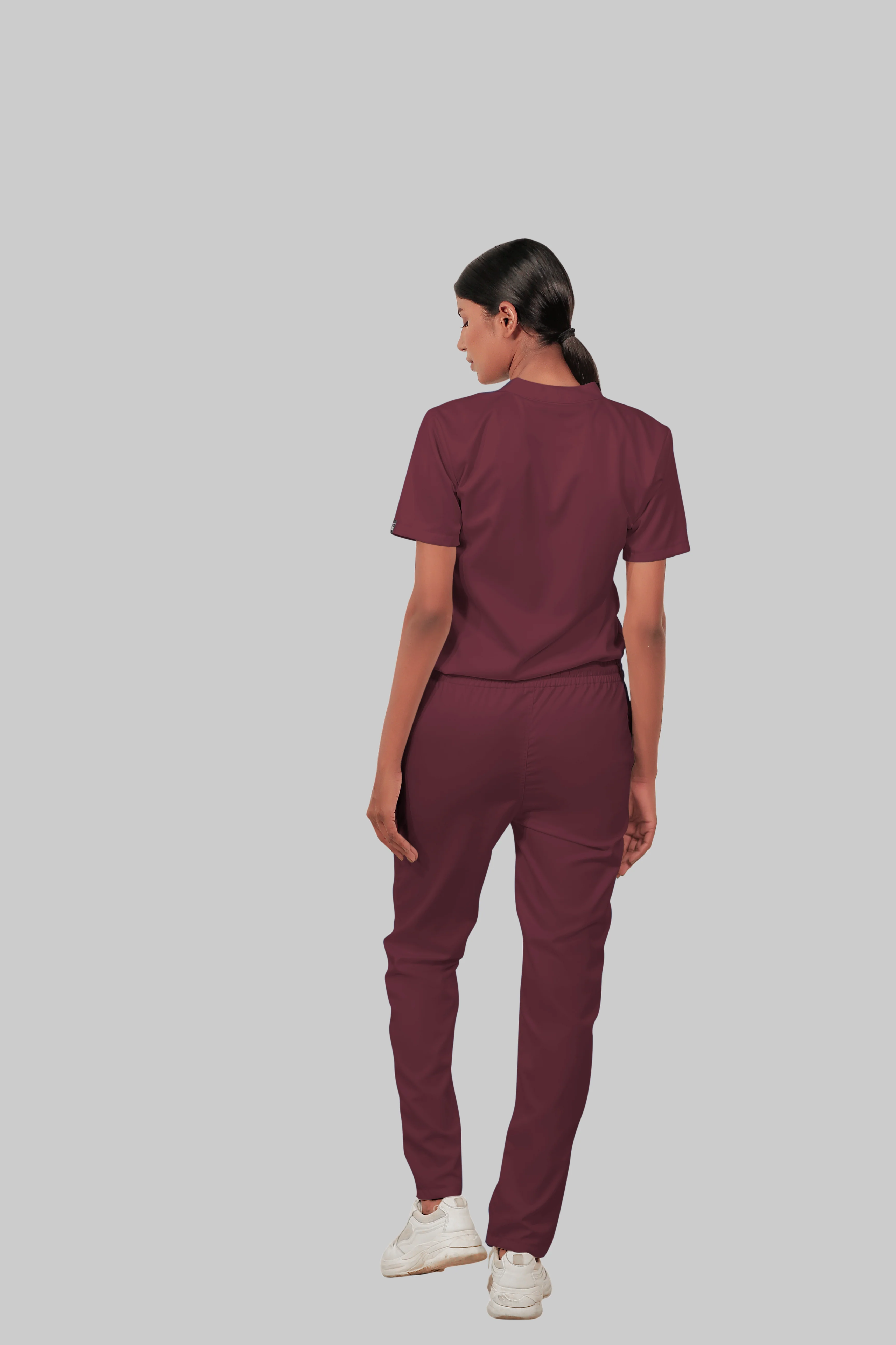 Stretchable (4Way) Women Burgundy Straight Scrub Pant - Image 4