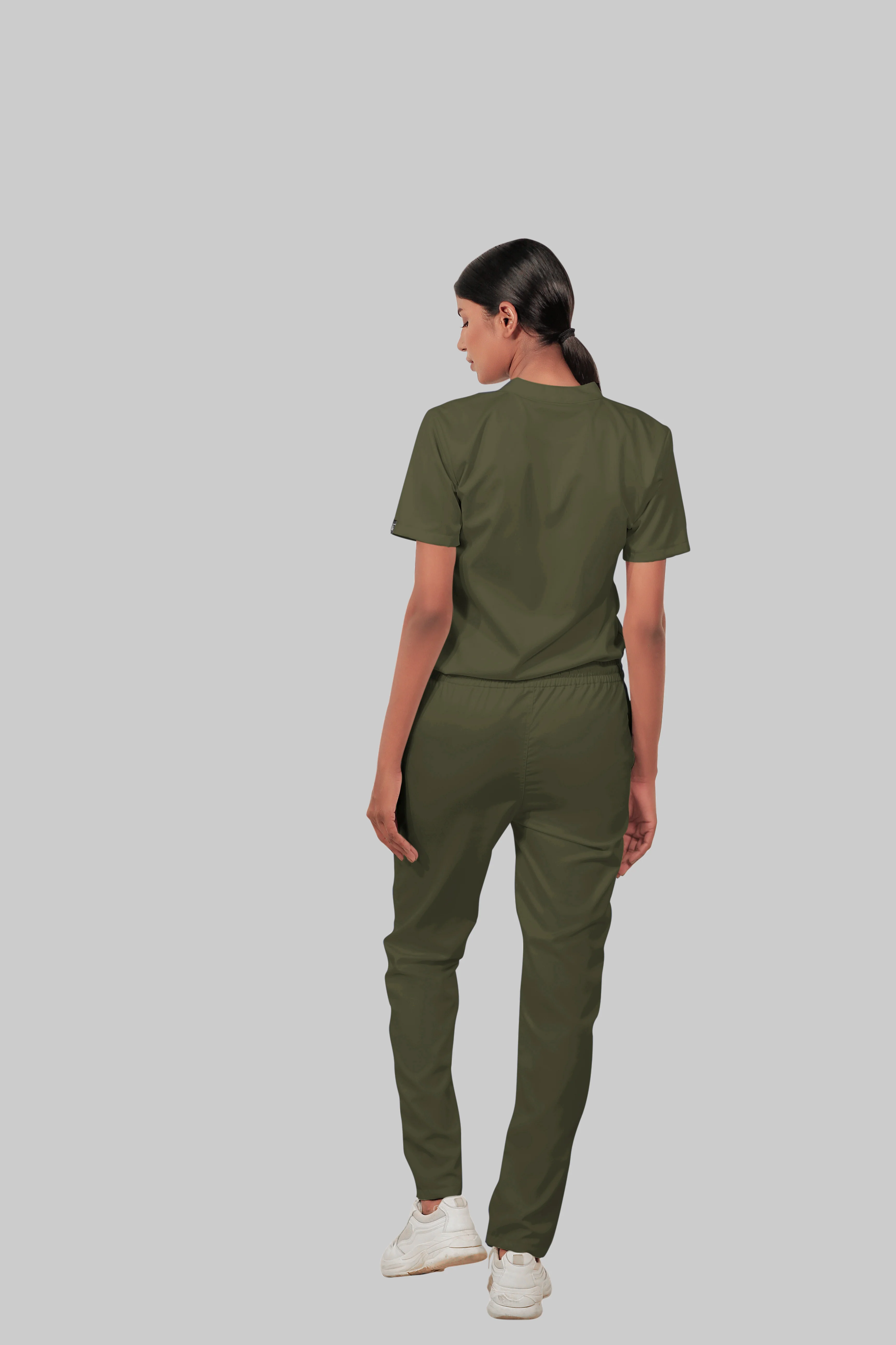 Stretchable (4Way) Women Olive Green Straight Scrub Pant - Image 4