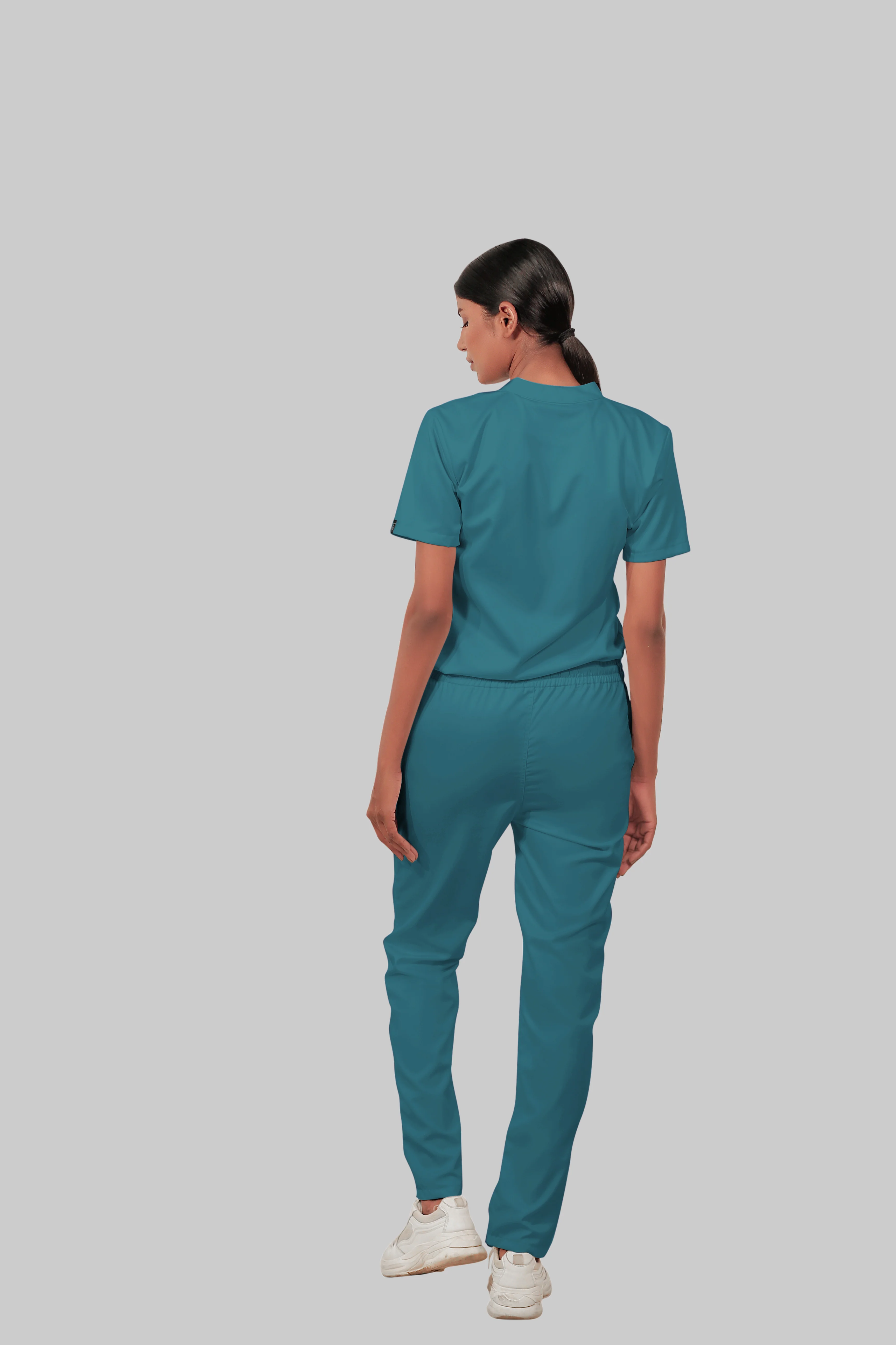 Stretchable (4Way) Women Peacock Blue Straight Scrub Pant - Image 4