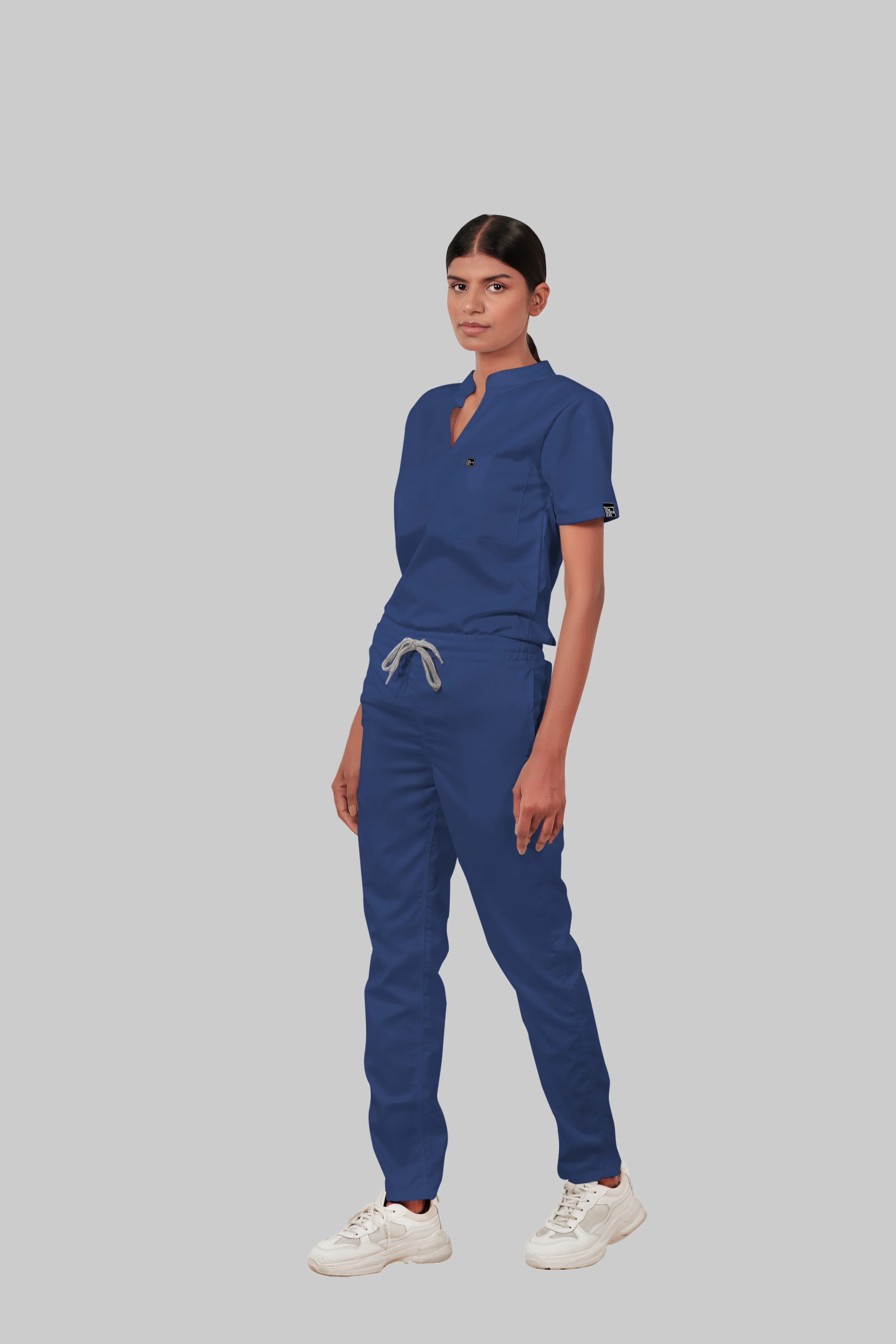 Stretchable (4Way) Women Royal Blue Straight Scrub Pant - Image 3