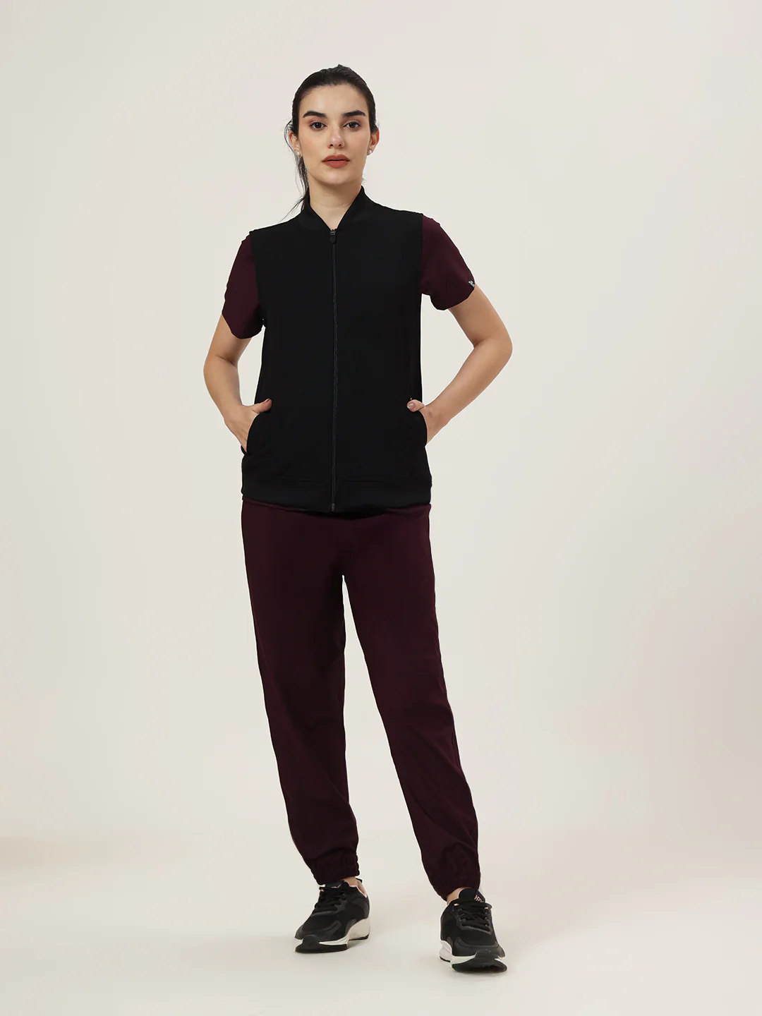 Women Black Sleeve-less Jacket