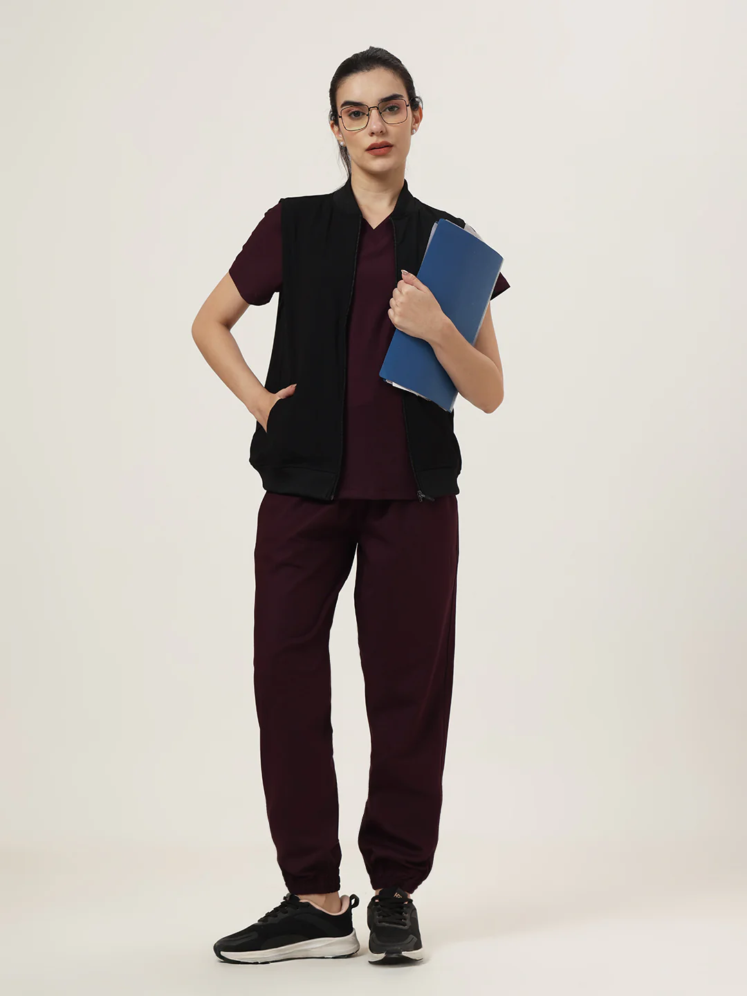 Women Black Sleeve-less Jacket - Image 2