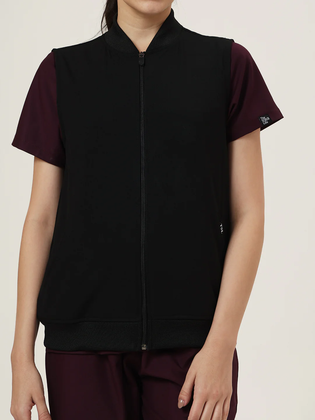 Women Black Sleeve-less Jacket - Image 6