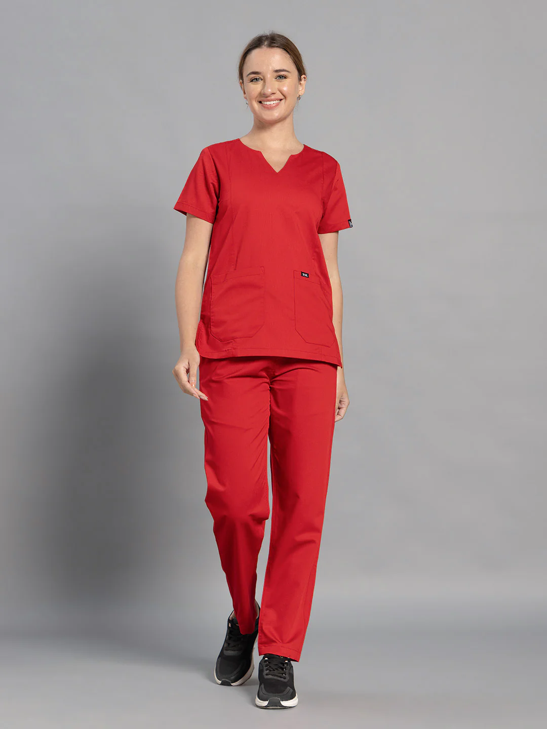 Move Lite Women Ember Red (Nova V Neck) Scrub Set - Image 6