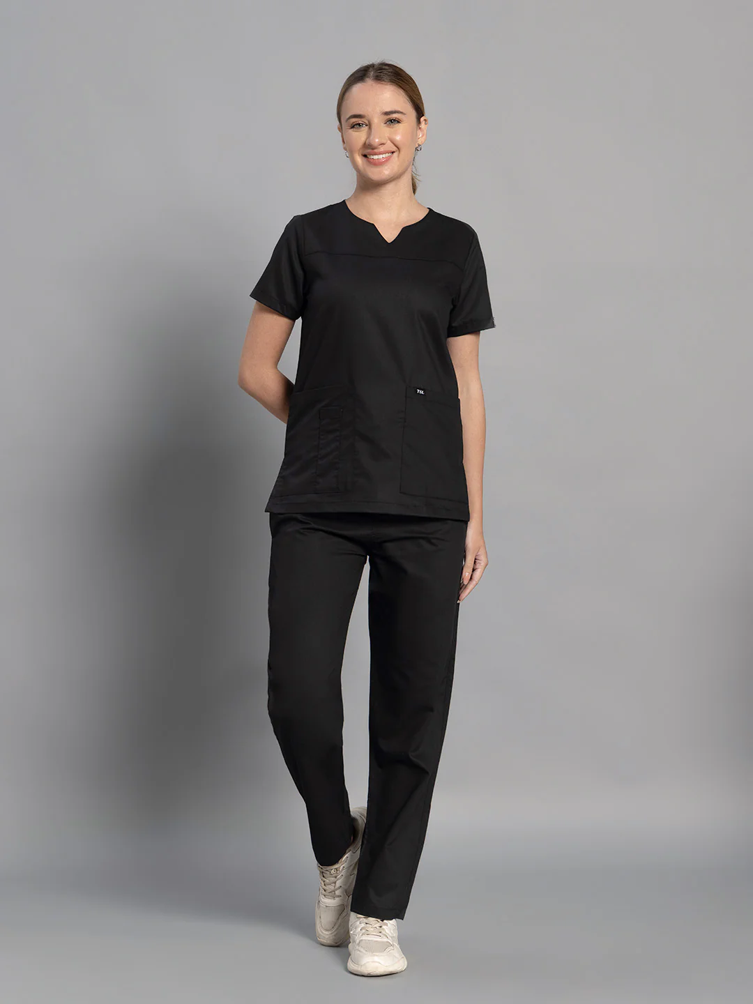 Move Lite Women Black (Core V Neck) Scrub Set - Image 8