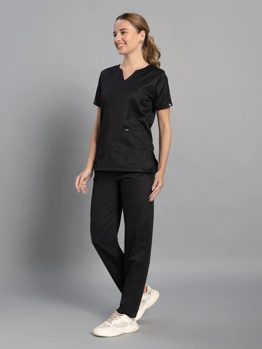 Move Lite Women Black (Nova V Neck) Scrub Set - Image 4