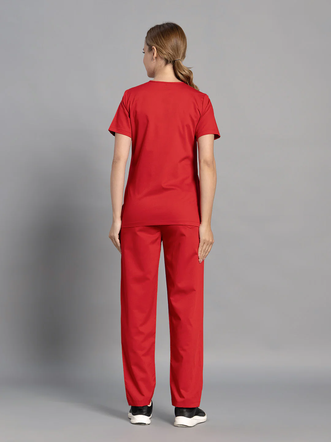 Move Lite Women Ember Red (Soft V Neck) Scrub Set - Image 8