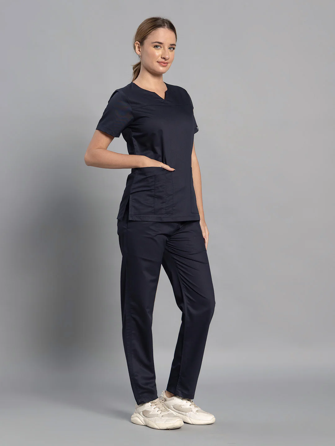Move Lite Women Ink blue (Core V Neck) Scrub Set - Image 3