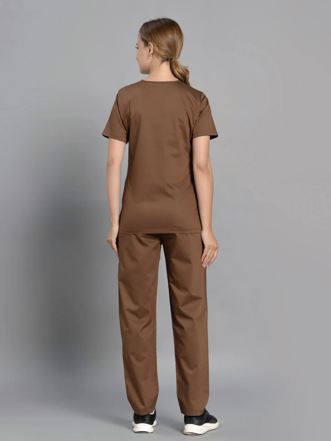 Move Lite Women Mocha (Soft V Neck) Scrub Set - Image 7