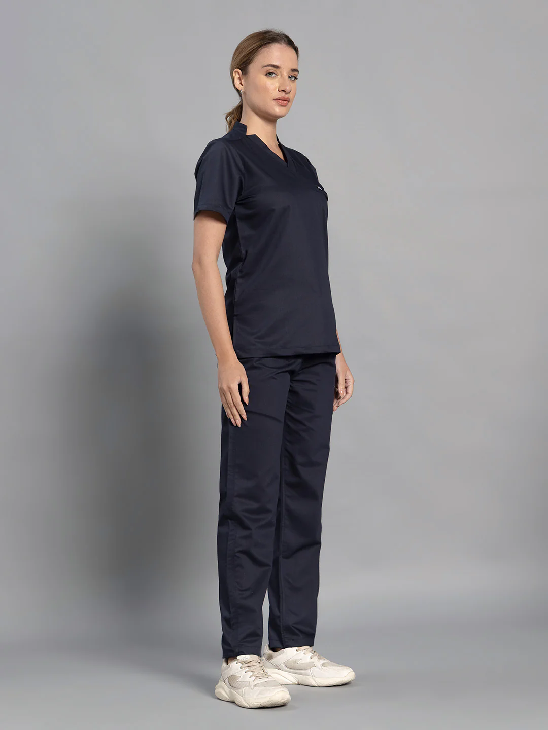 Move Lite Women Ink blue (Star V Neck) Scrub Set - Image 4
