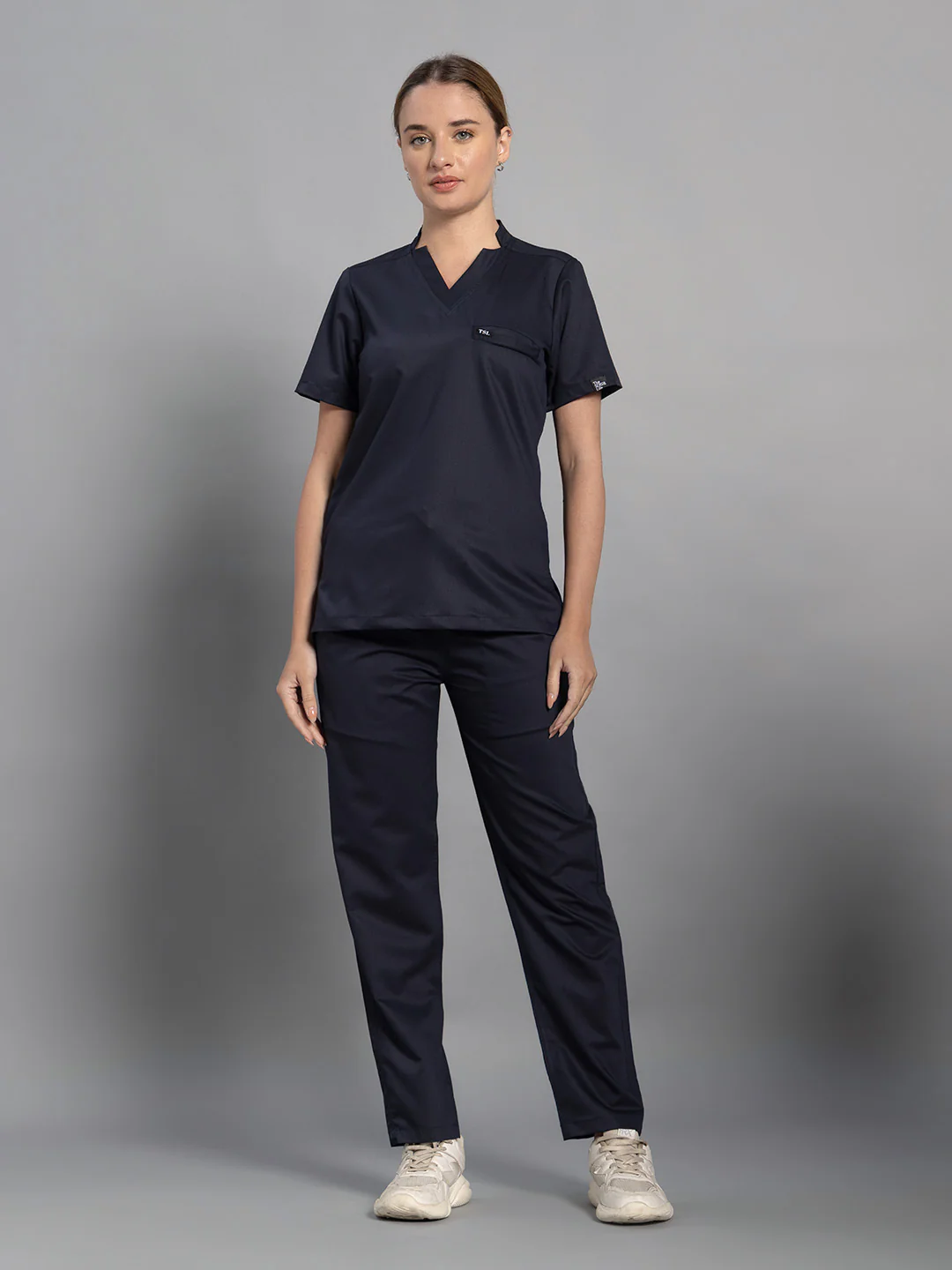 Move Lite Women Ink blue (Star V Neck) Scrub Set - Image 5