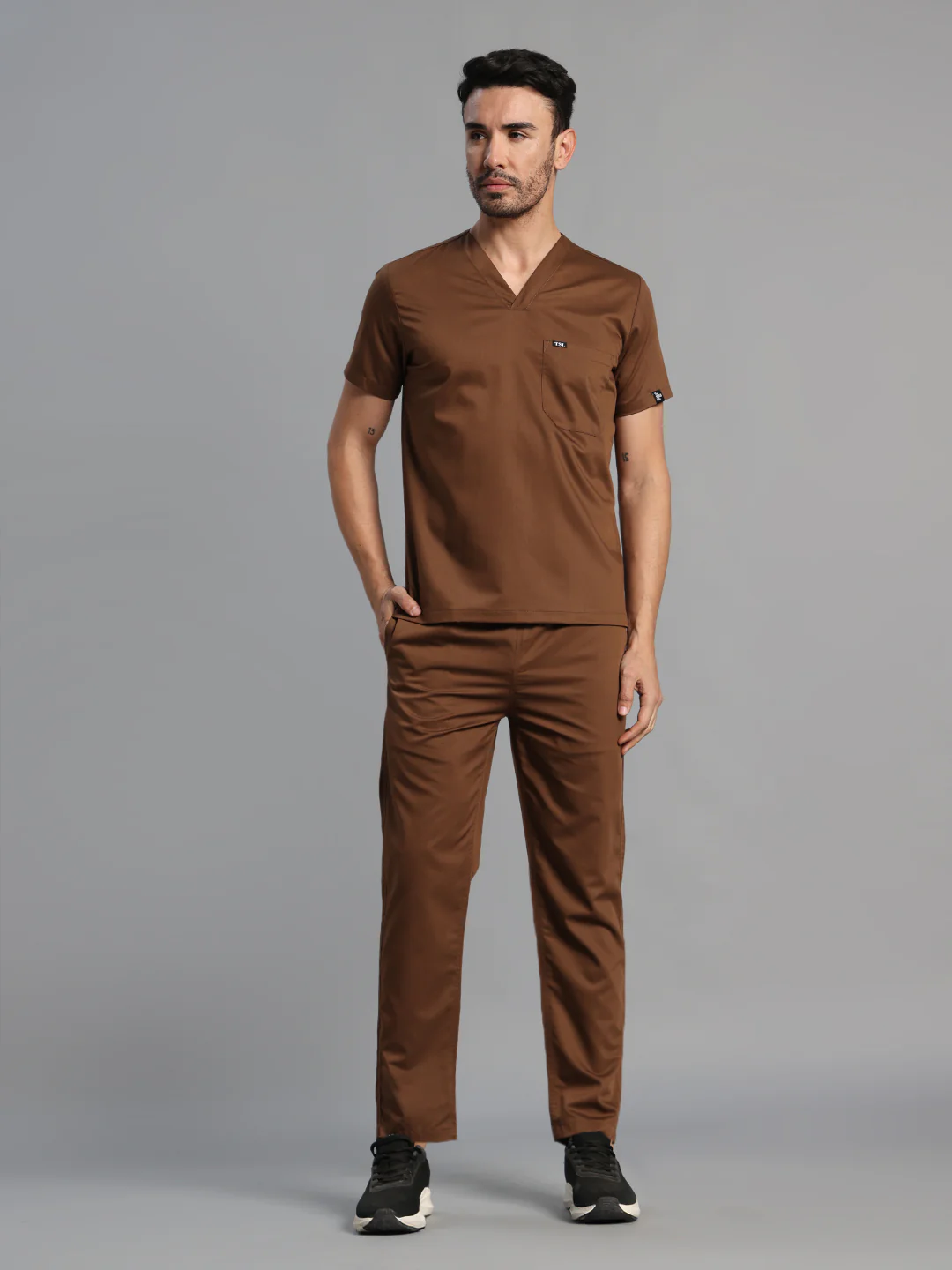 Move Lite Men Mocha (V Neck) Scrub Set - Image 3