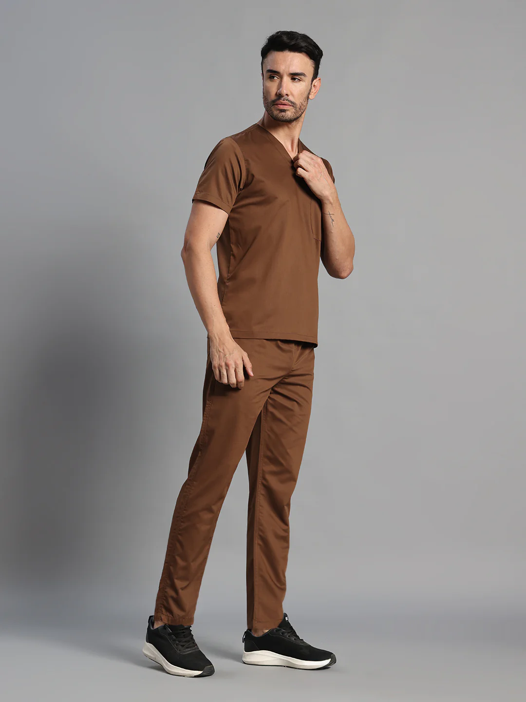 Move Lite Men Mocha (V Neck) Scrub Set - Image 4