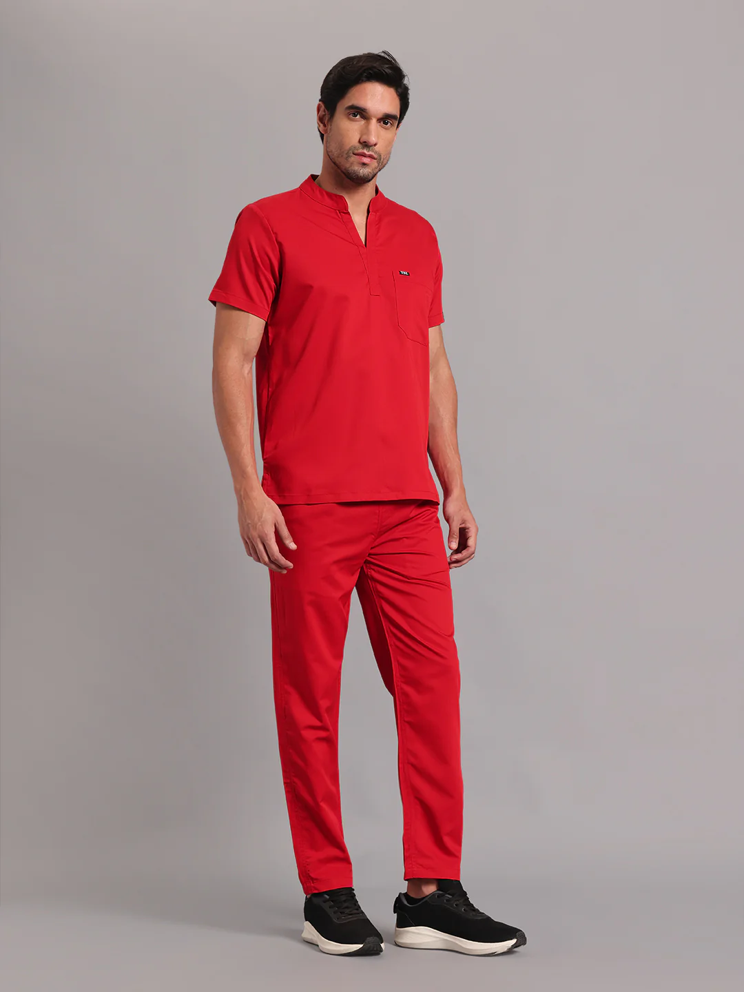 Move Lite Men Ember Red (Mandarin Neck) Scrub Set - Image 8