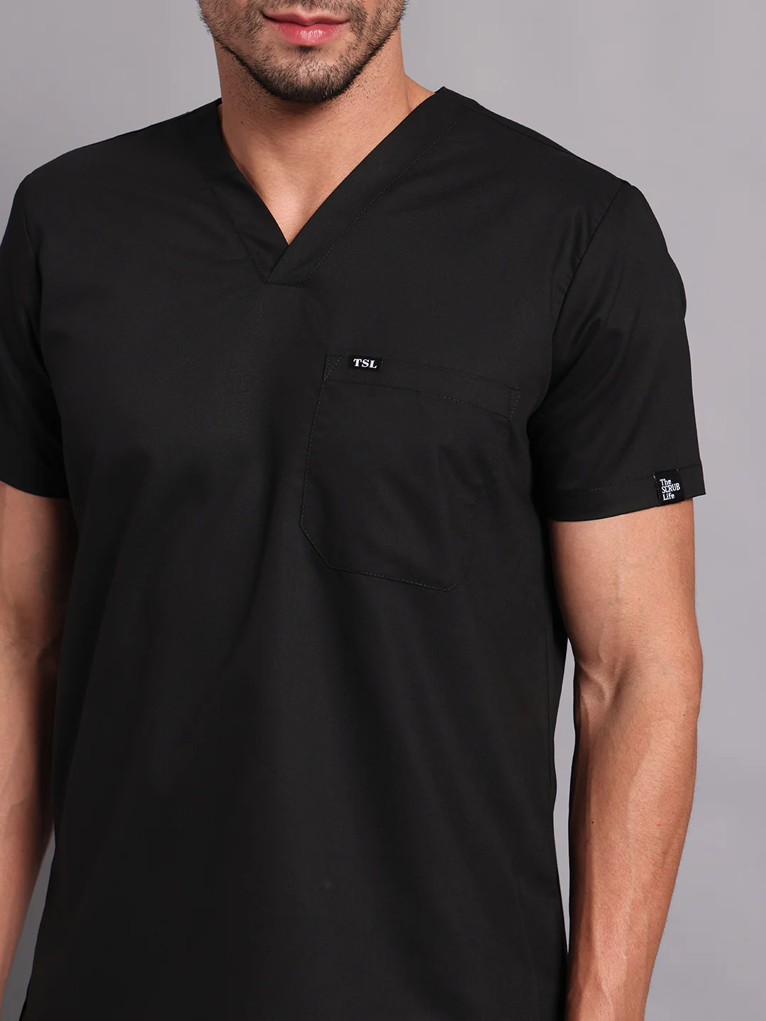 Move Lite Men Black (V Neck) Scrub Set - Image 2