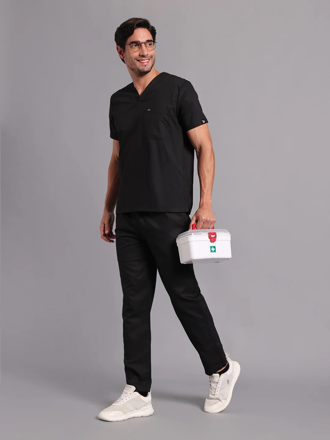 Move Lite Men Black (V Neck) Scrub Set - Image 5