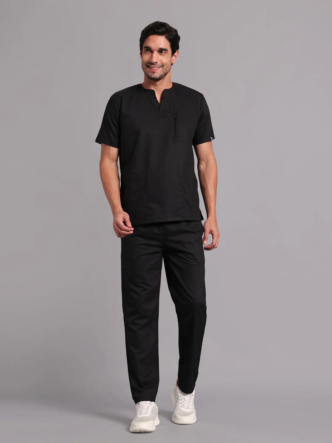 Move Lite Men Black (Neo Notch Neck) Scrub Set - Image 2