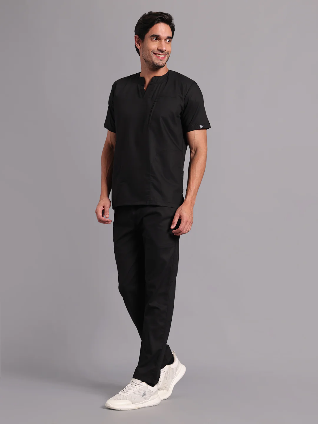 Move Lite Men Black (Neo Notch Neck) Scrub Set - Image 3