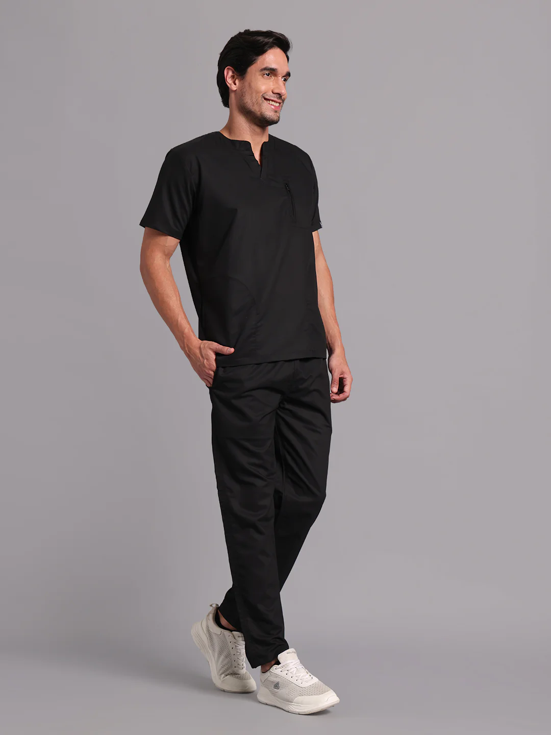 Move Lite Men Black (Neo Notch Neck) Scrub Set - Image 4