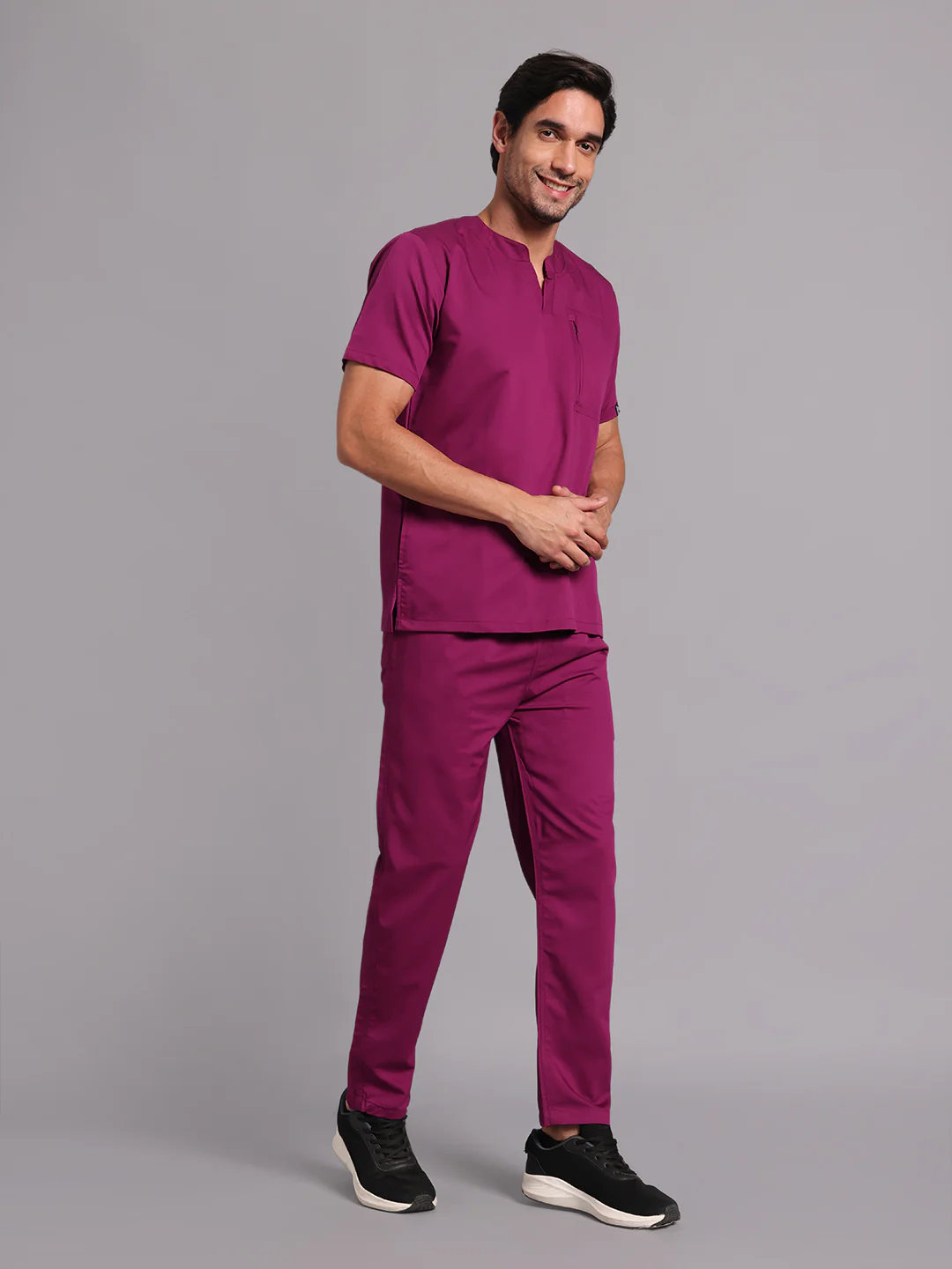 Move Lite Men Plum (Neo Notch Neck) Scrub Set - Image 3