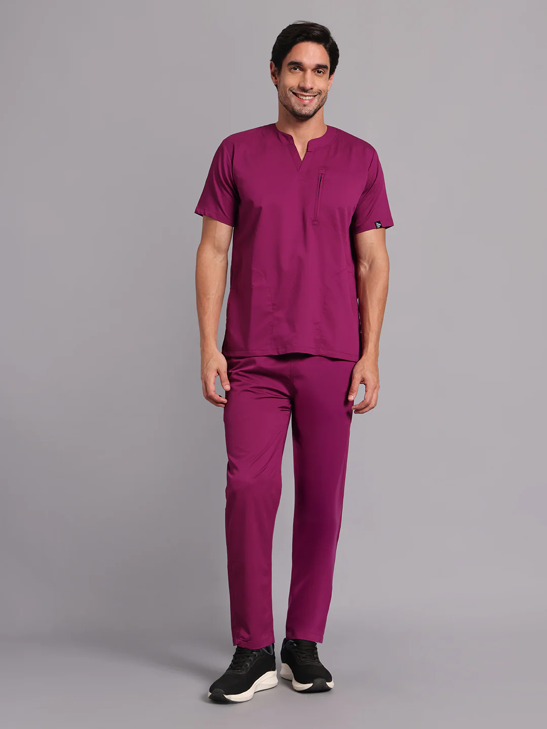 Move Lite Men Plum (Neo Notch Neck) Scrub Set - Image 5