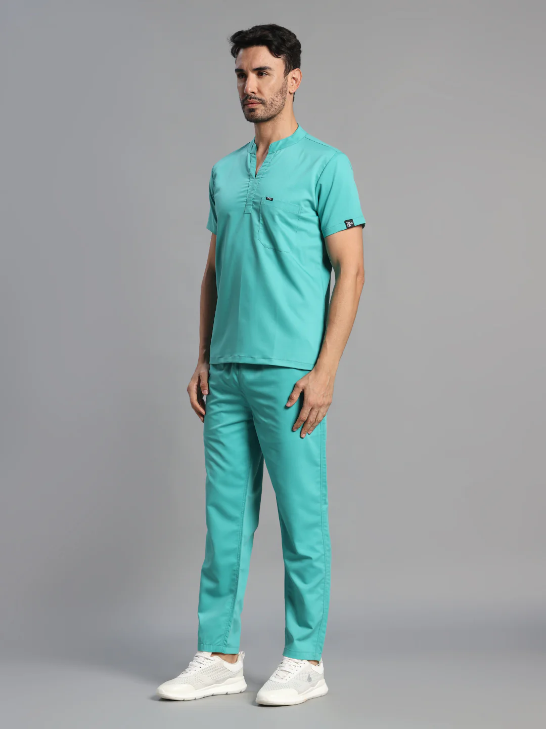 Move Lite Men Mint Green (Mandarin Neck) Scrub Set - Image 3