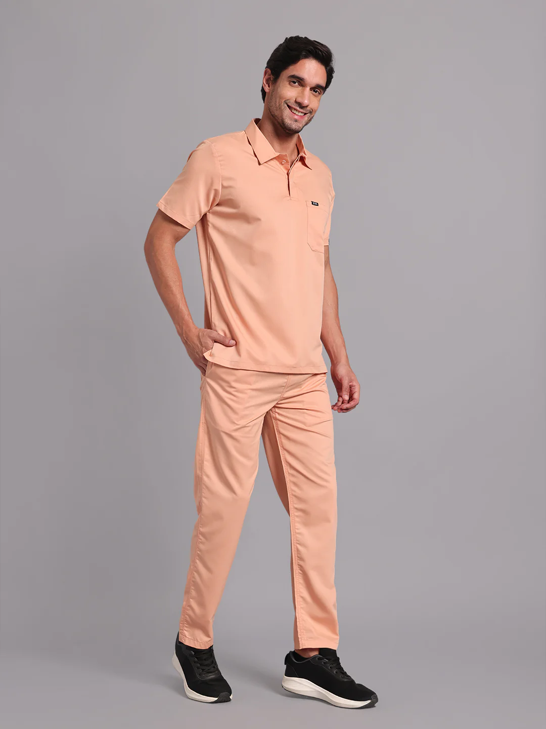 Move Lite Men Coral Mist (Polo Neck) Scrub Set - Image 3