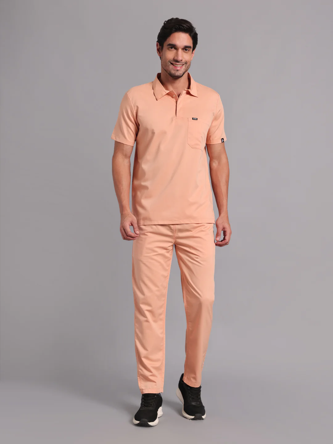 Move Lite Men Coral Mist (Polo Neck) Scrub Set - Image 4