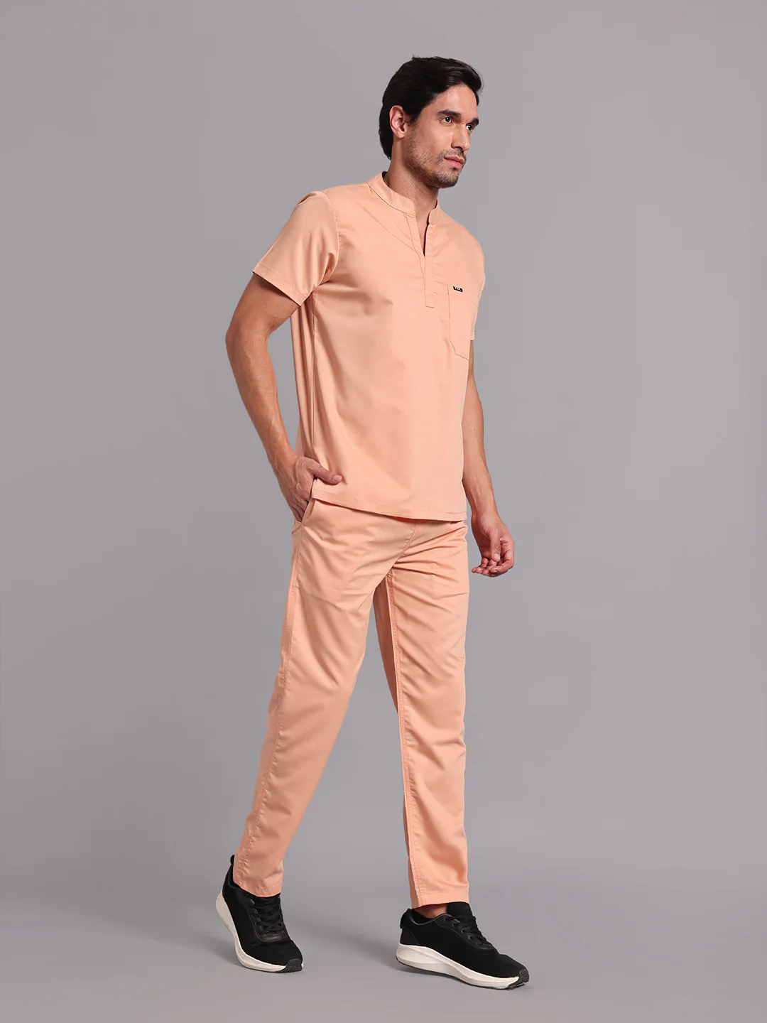Move Lite Men Coral Mist (Mandarin Neck) Scrub Set - Image 5