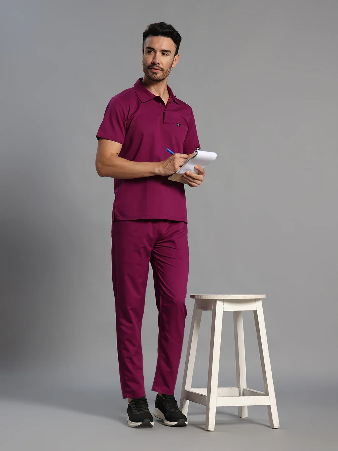 Move Lite Men Plum (Polo Neck) Scrub Set - Image 6