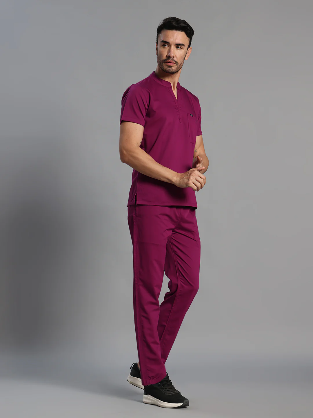 Move Lite Men Plum (Mandarin Neck) Scrub Set - Image 3