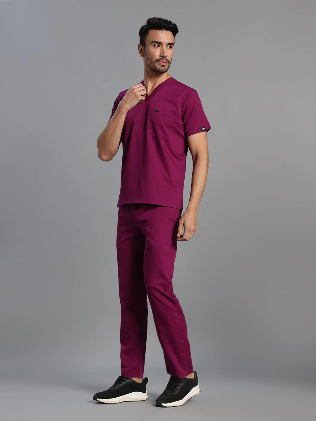 Move Lite Men Plum (V Neck) Scrub Set - Image 6